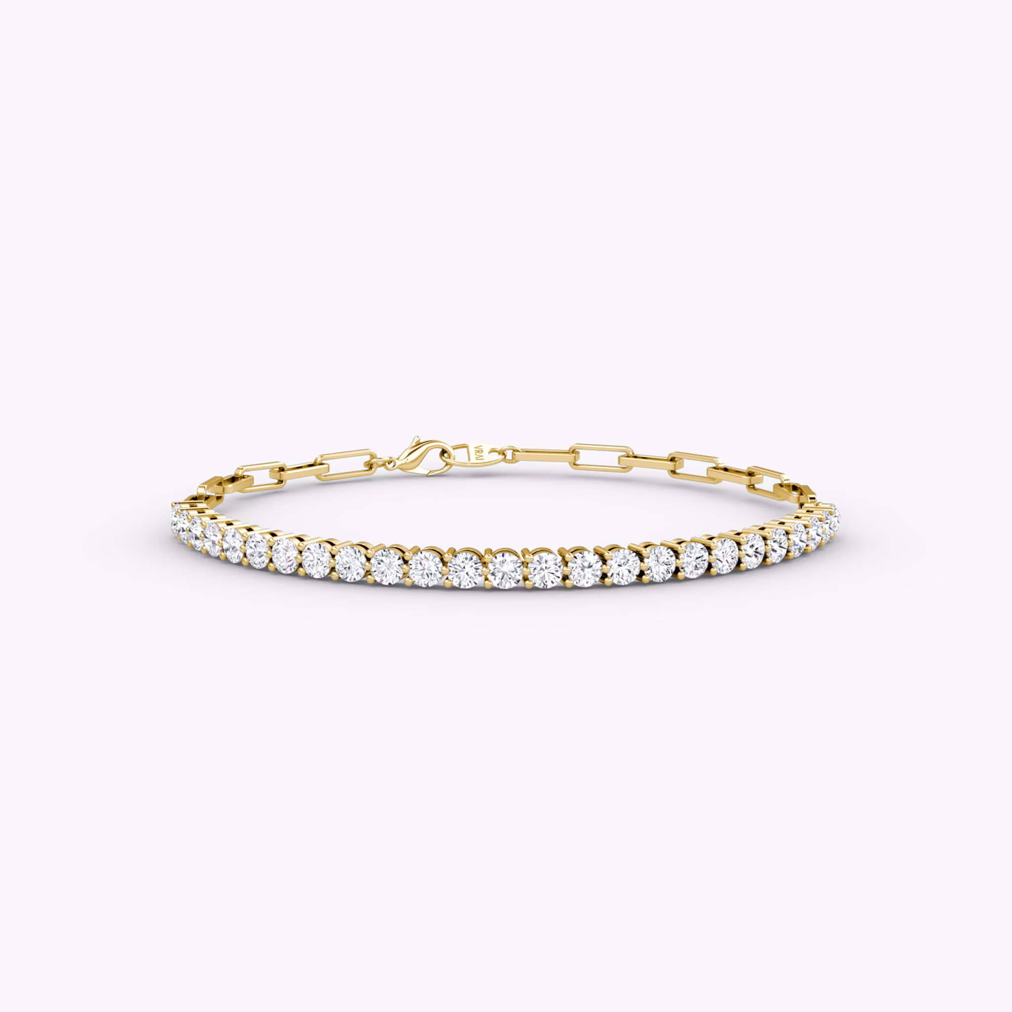 Paperclip Tennis Bracelet | Round Brilliant | 14k | Yellow Gold | diamondSize: medium