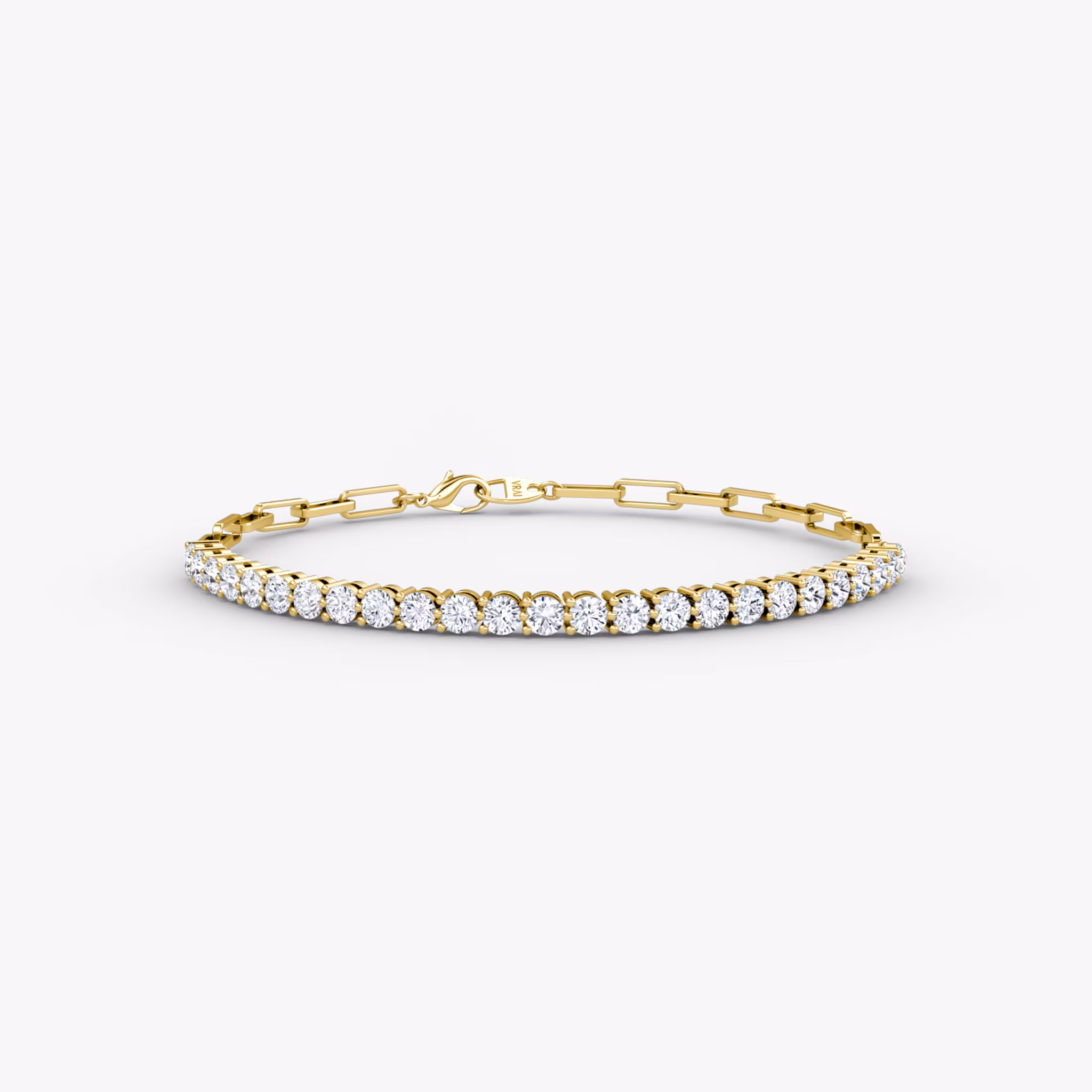 Paperclip Tennis Bracelet Round Brilliant | Yellow Gold