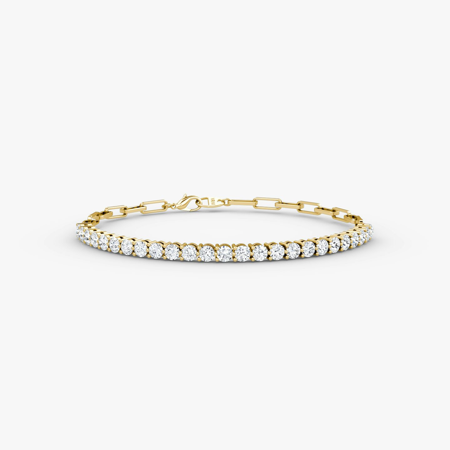 Paperclip Tennis Bracelet | Round Brilliant | 14k | Yellow Gold | diamondSize: medium