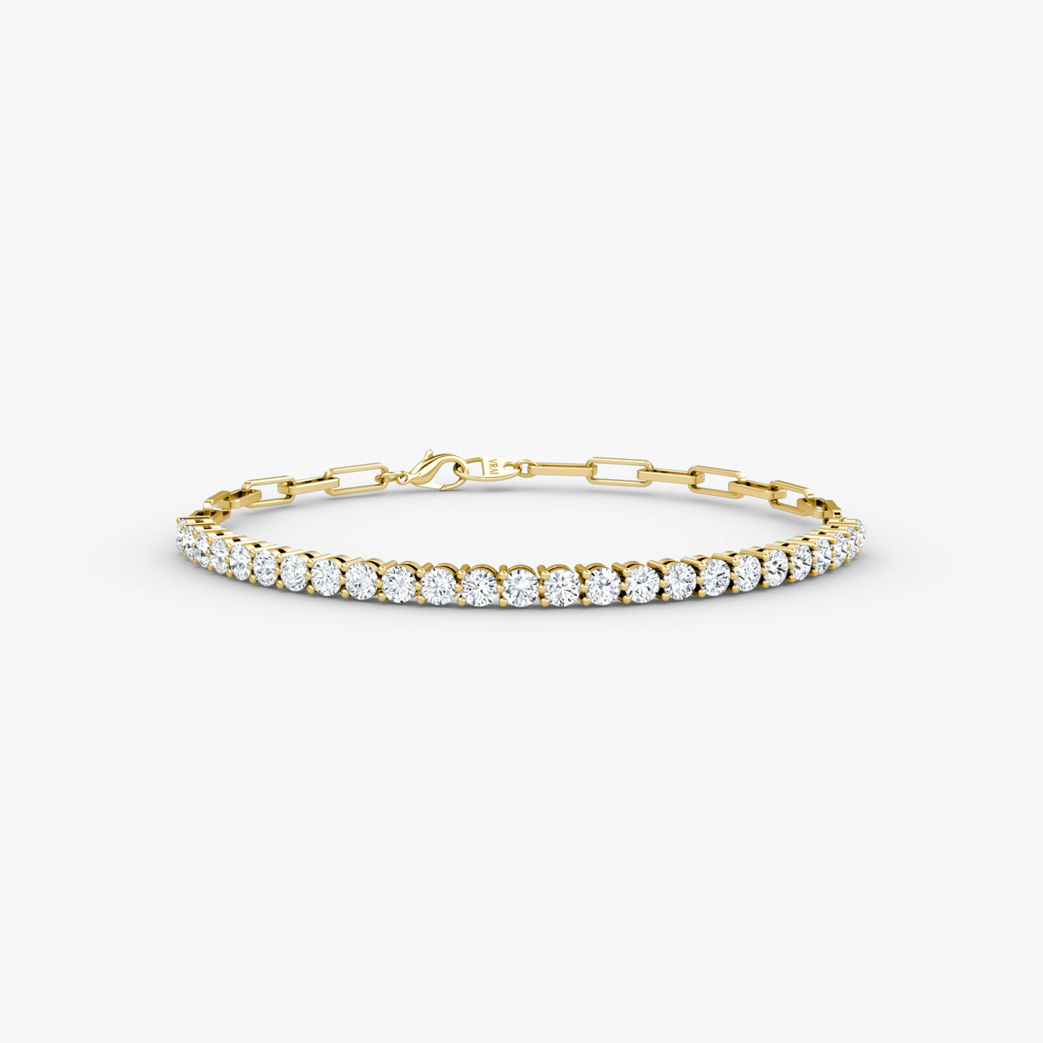 Paperclip Tennis Bracelet | Round Brilliant | 14k | Yellow Gold | diamondSize: medium