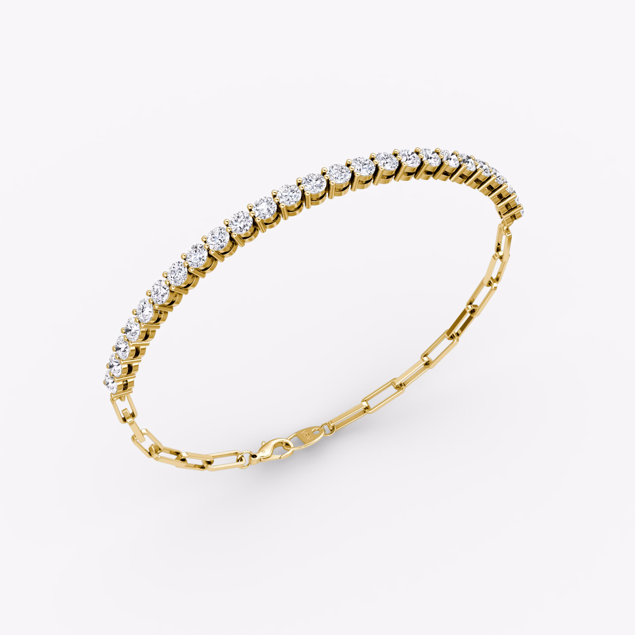 Paperclip Tennis Bracelet | Round Brilliant | 14k | Yellow Gold | diamondSize: medium