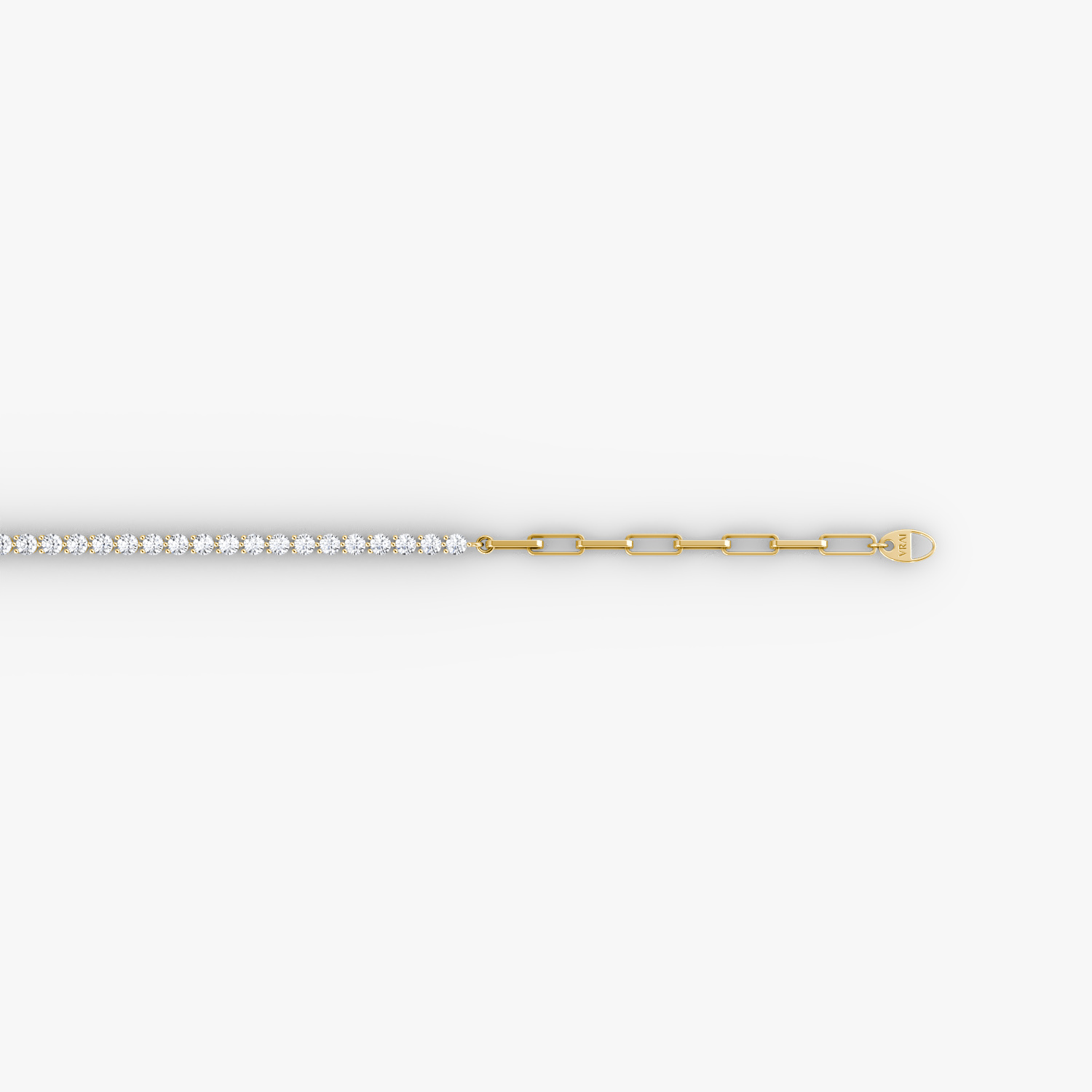 Paperclip Tennis Bracelet | Round Brilliant | 14k | Yellow Gold | diamondSize: petite