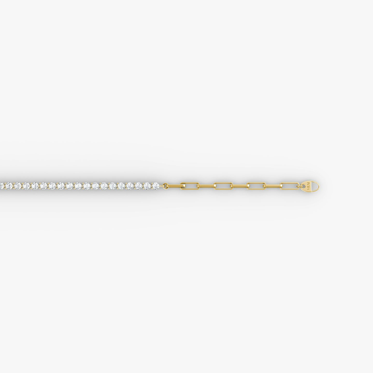 Paperclip Tennis Bracelet | Round Brilliant | 14k | Yellow Gold | diamondSize: petite