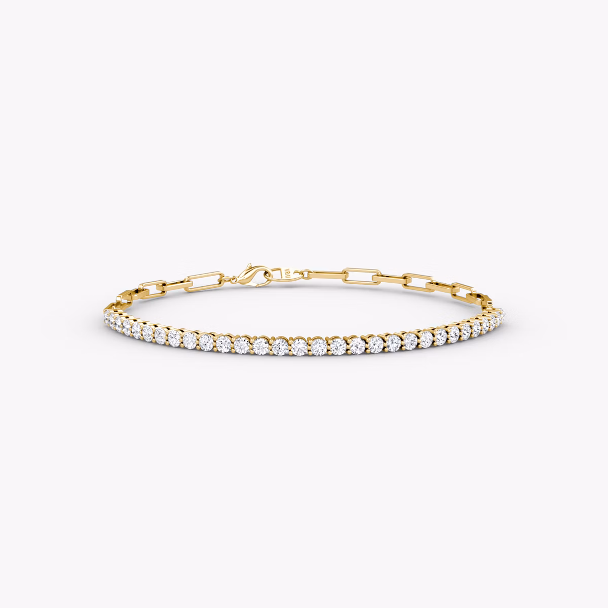 Paperclip Tennis Bracelet | Round Brilliant | 14k | Yellow Gold | diamondSize: petite