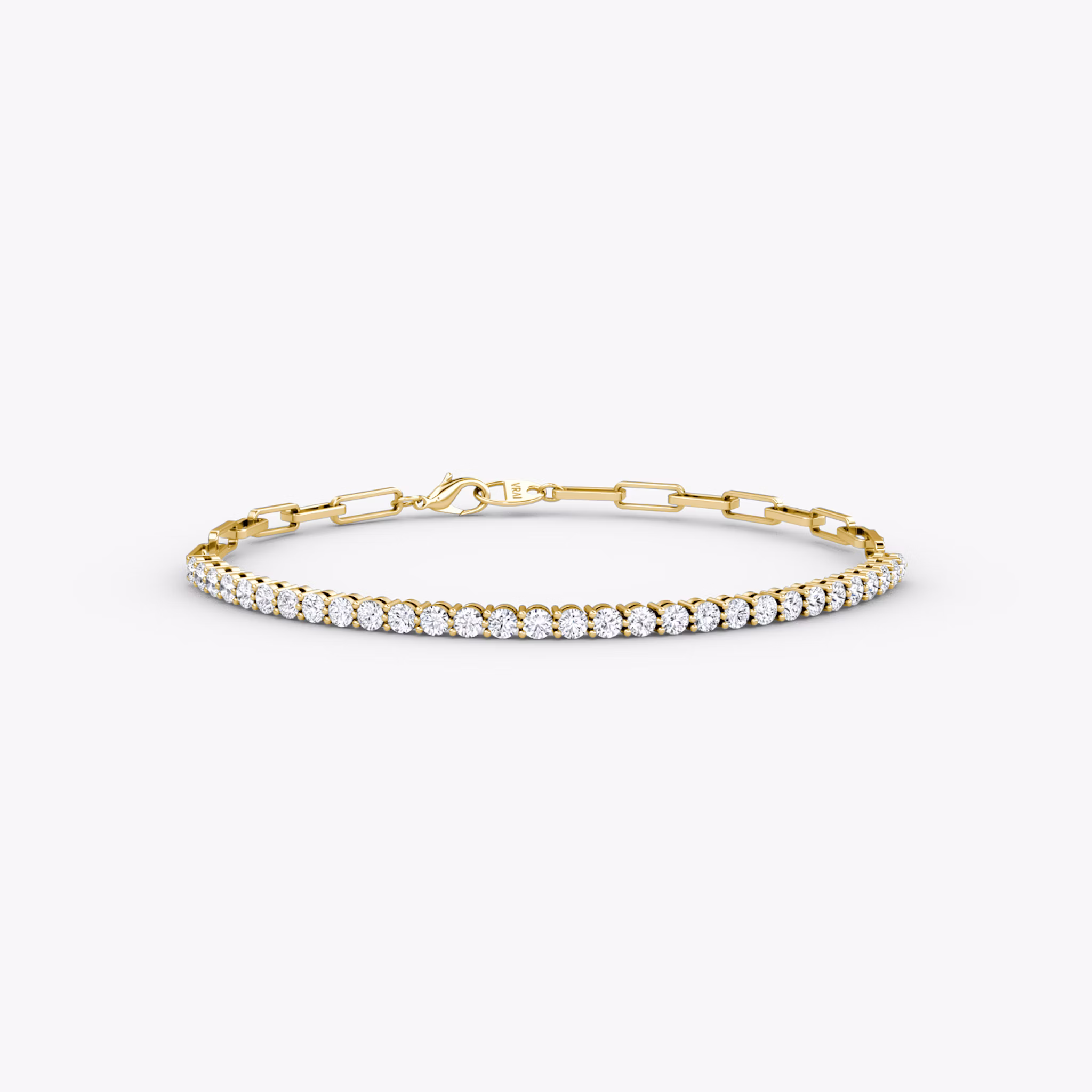 Paperclip Tennis Armband | Rund | 14k | Gelbgold | diamondSize: petite