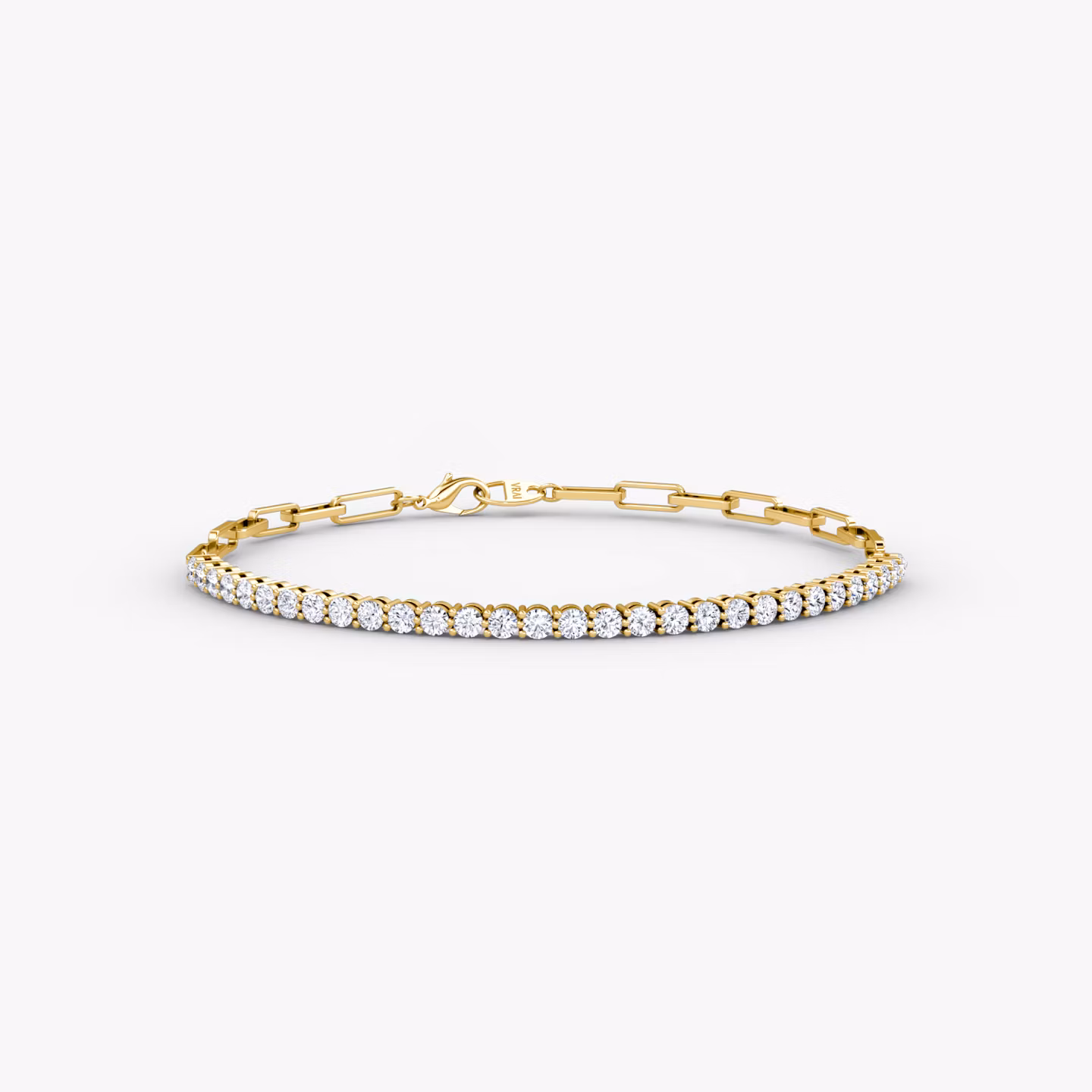 Paperclip Tennis Bracelet Round Brilliant | Yellow Gold