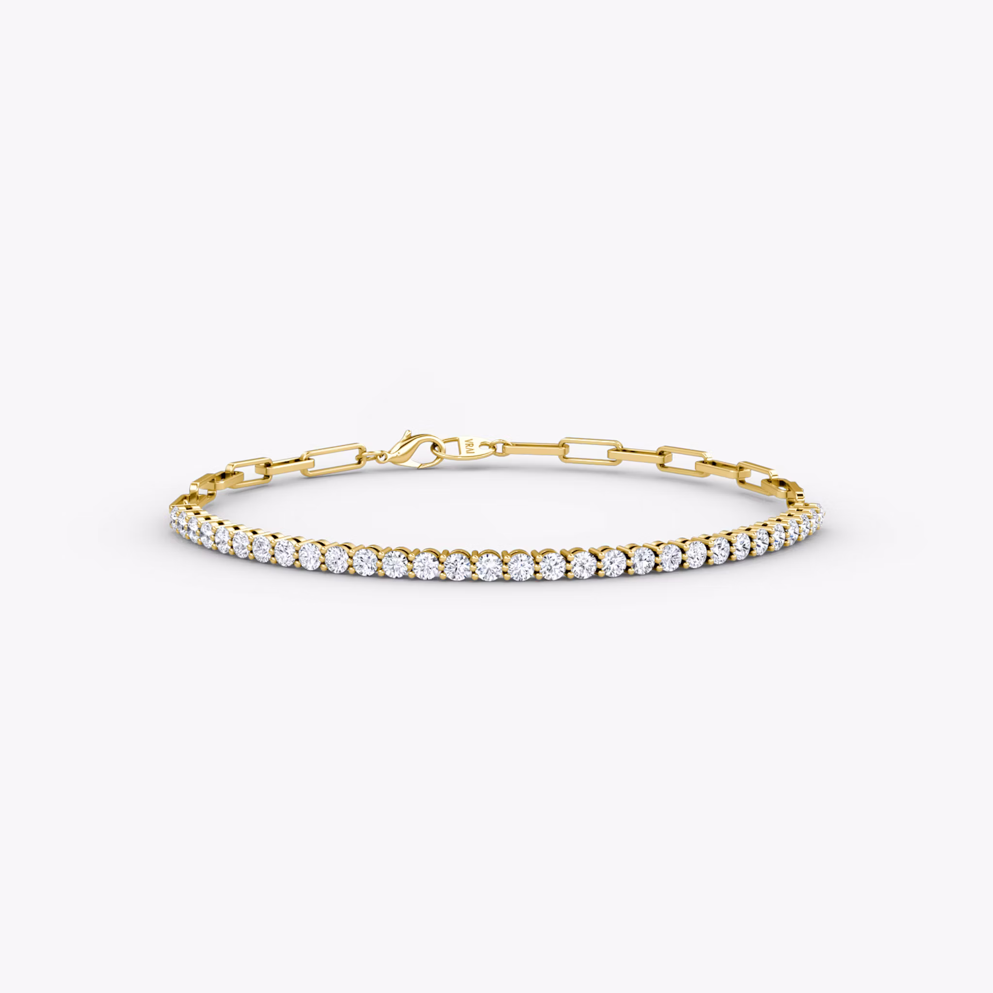 Paperclip Tennis Bracelet Round Brilliant | Yellow Gold