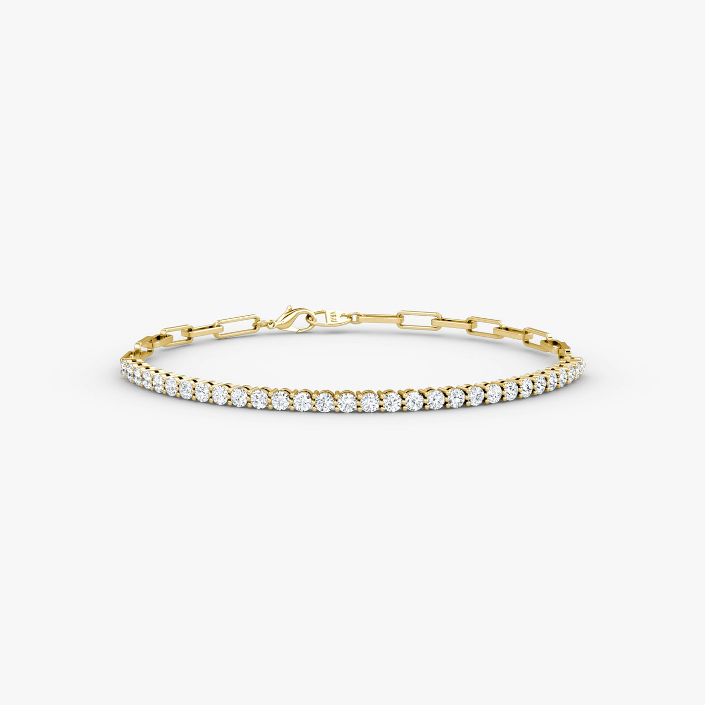 Paperclip Tennis Bracelet | Round Brilliant | 14k | Yellow Gold | diamondSize: petite