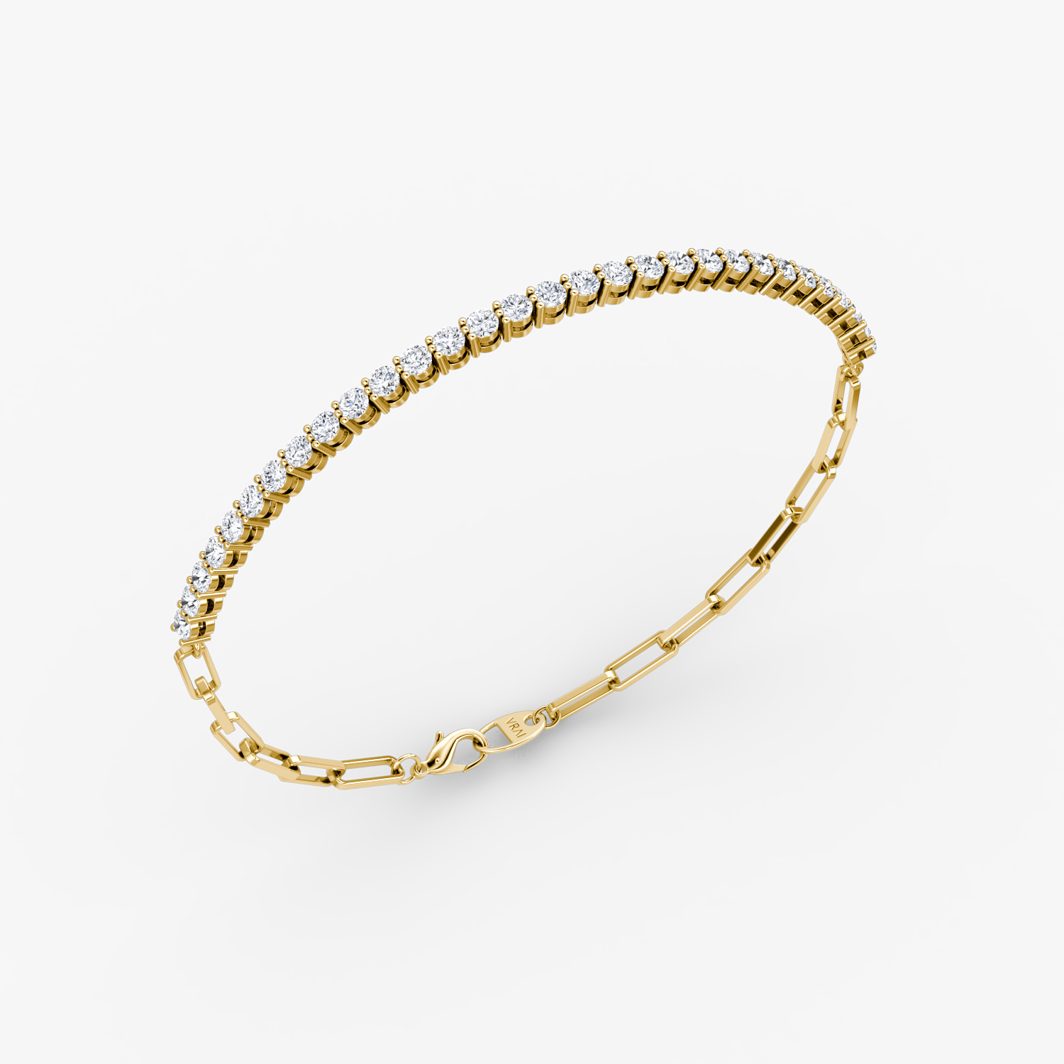 Paperclip Tennis Bracelet | Round Brilliant | 14k | Yellow Gold | diamondSize: petite