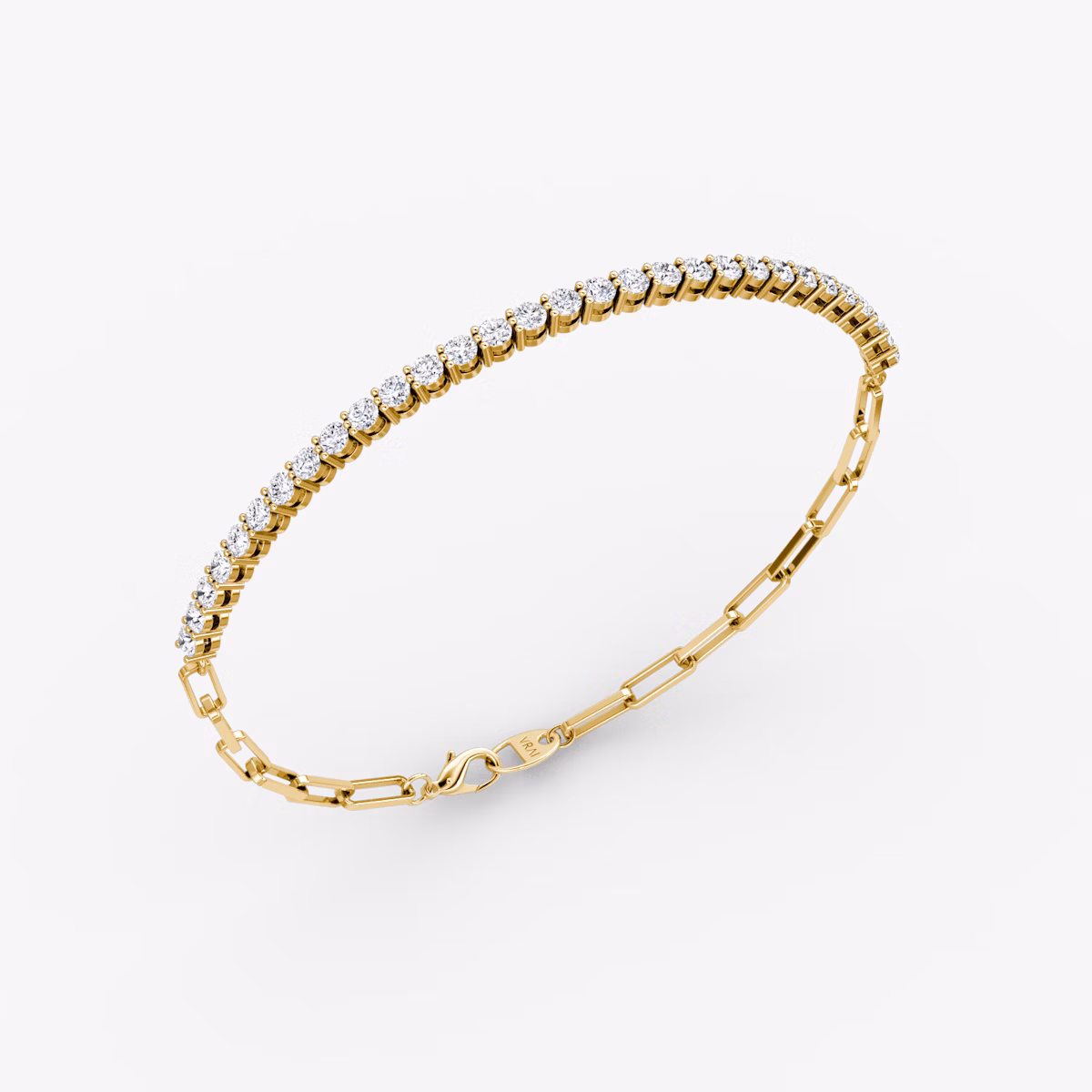 Paperclip Tennis Bracelet | Round Brilliant | 14k | Yellow Gold | diamondSize: petite