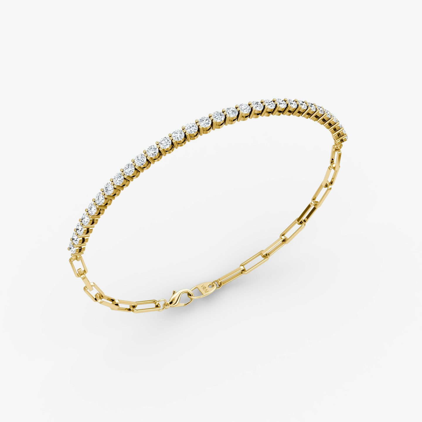 Paperclip Tennis Bracelet | Round Brilliant | 14k | Yellow Gold | diamondSize: petite