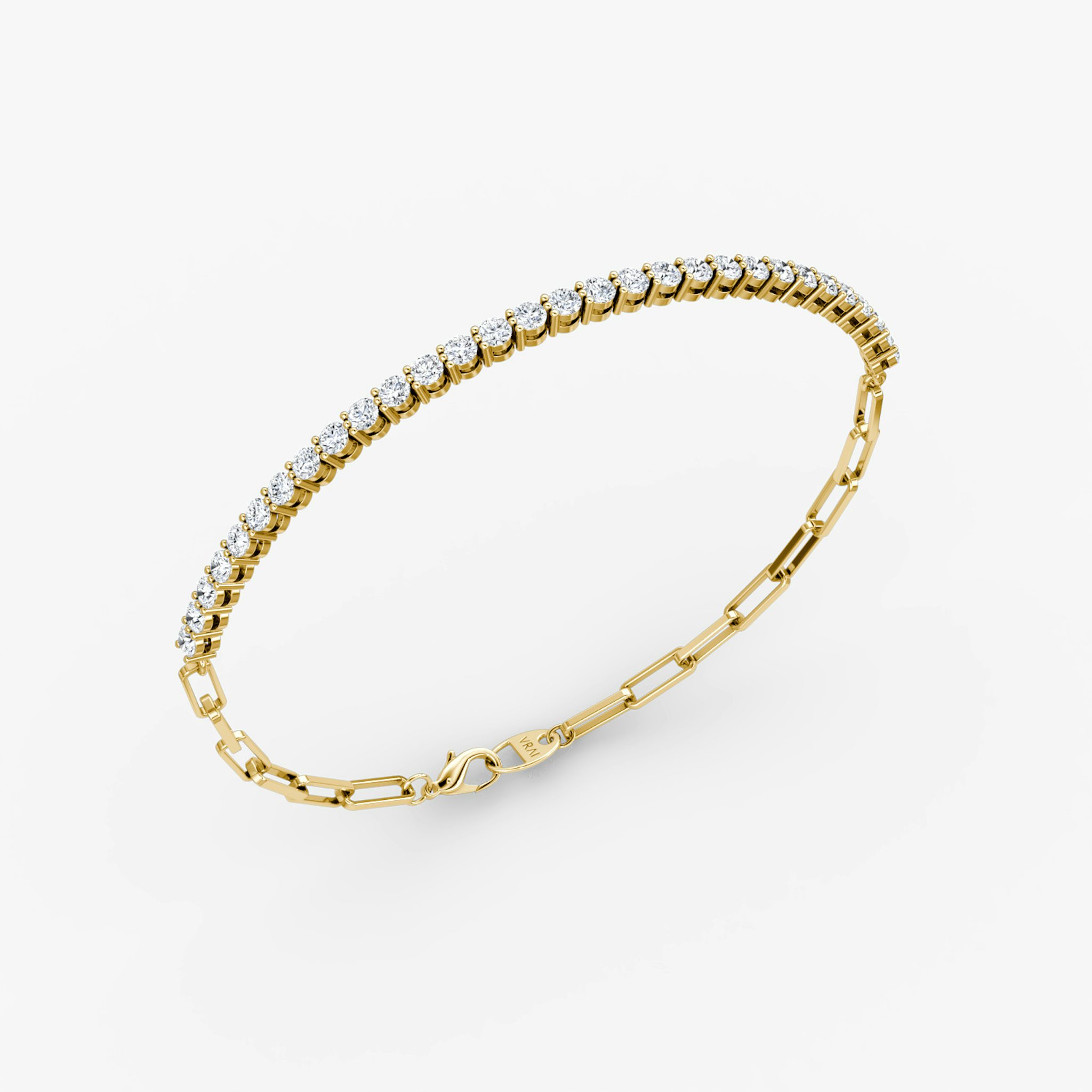 Paperclip Tennis Armband | Rund | 14k | Gelbgold | diamondSize: petite
