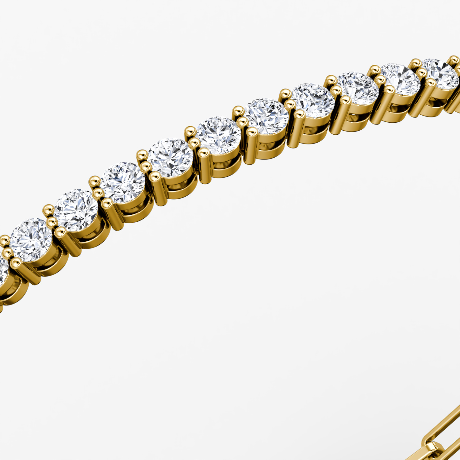 Paperclip Tennis Bracelet | Round Brilliant | 14k | Yellow Gold | diamondSize: petite