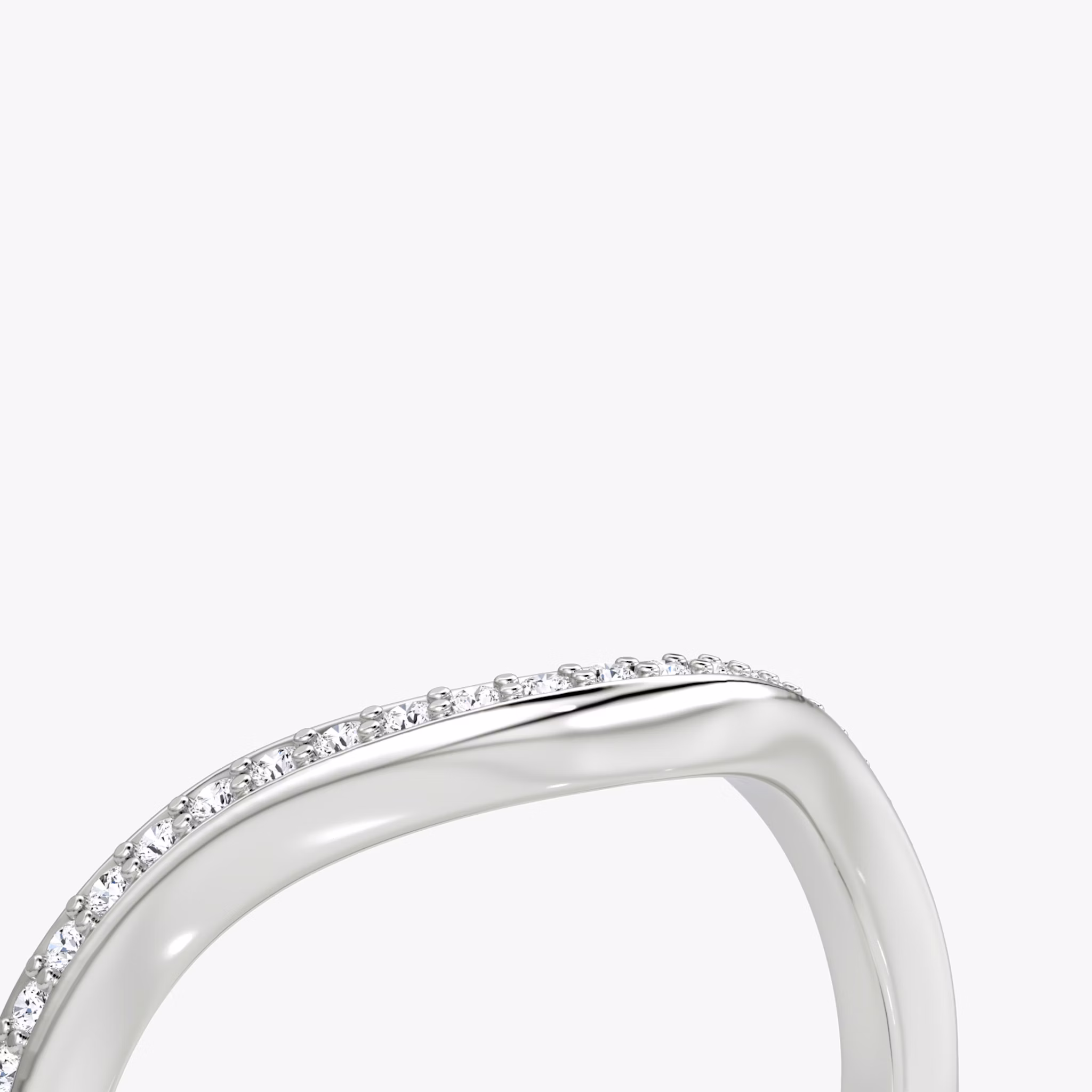 The Curve Band | 18k | White Gold | bandAccent: Pavé | bandStyle: half