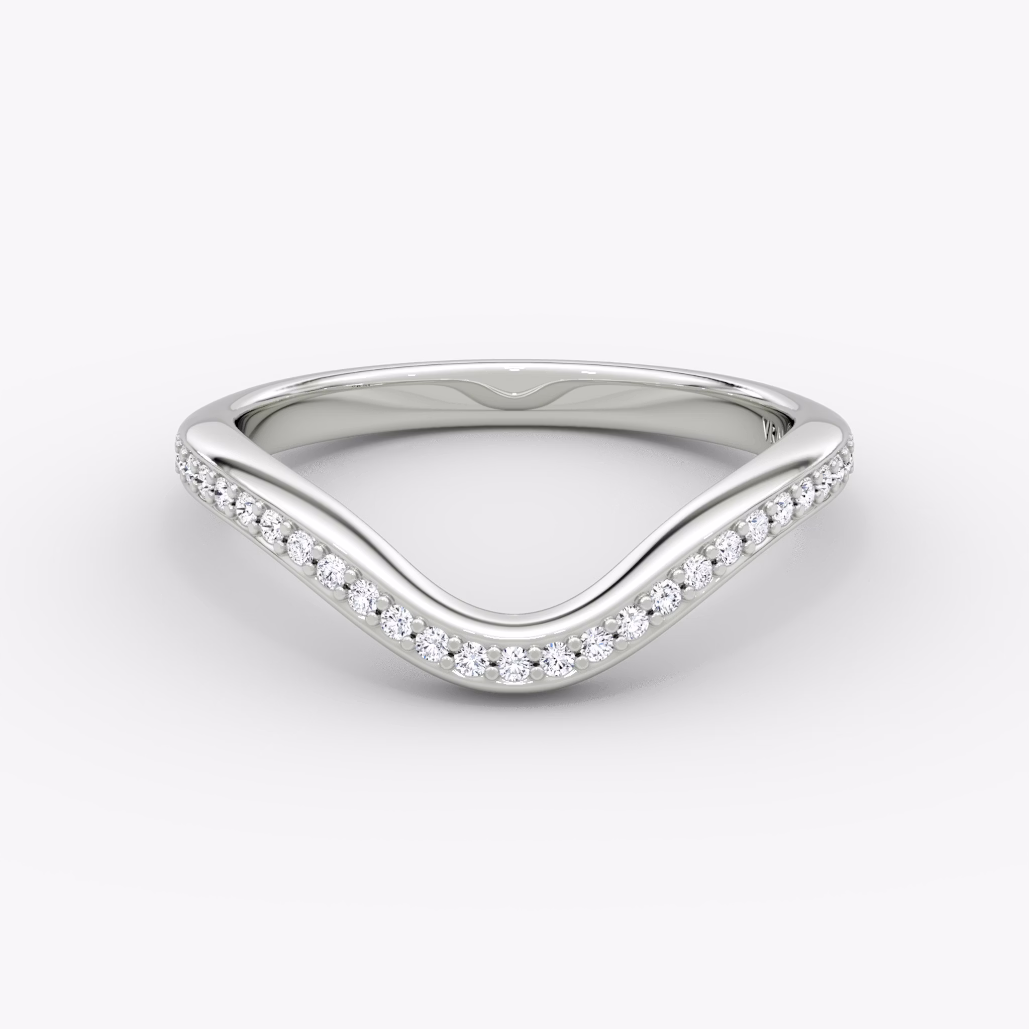 The Curve Band | 18k | White Gold | bandAccent: Pavé | bandStyle: half