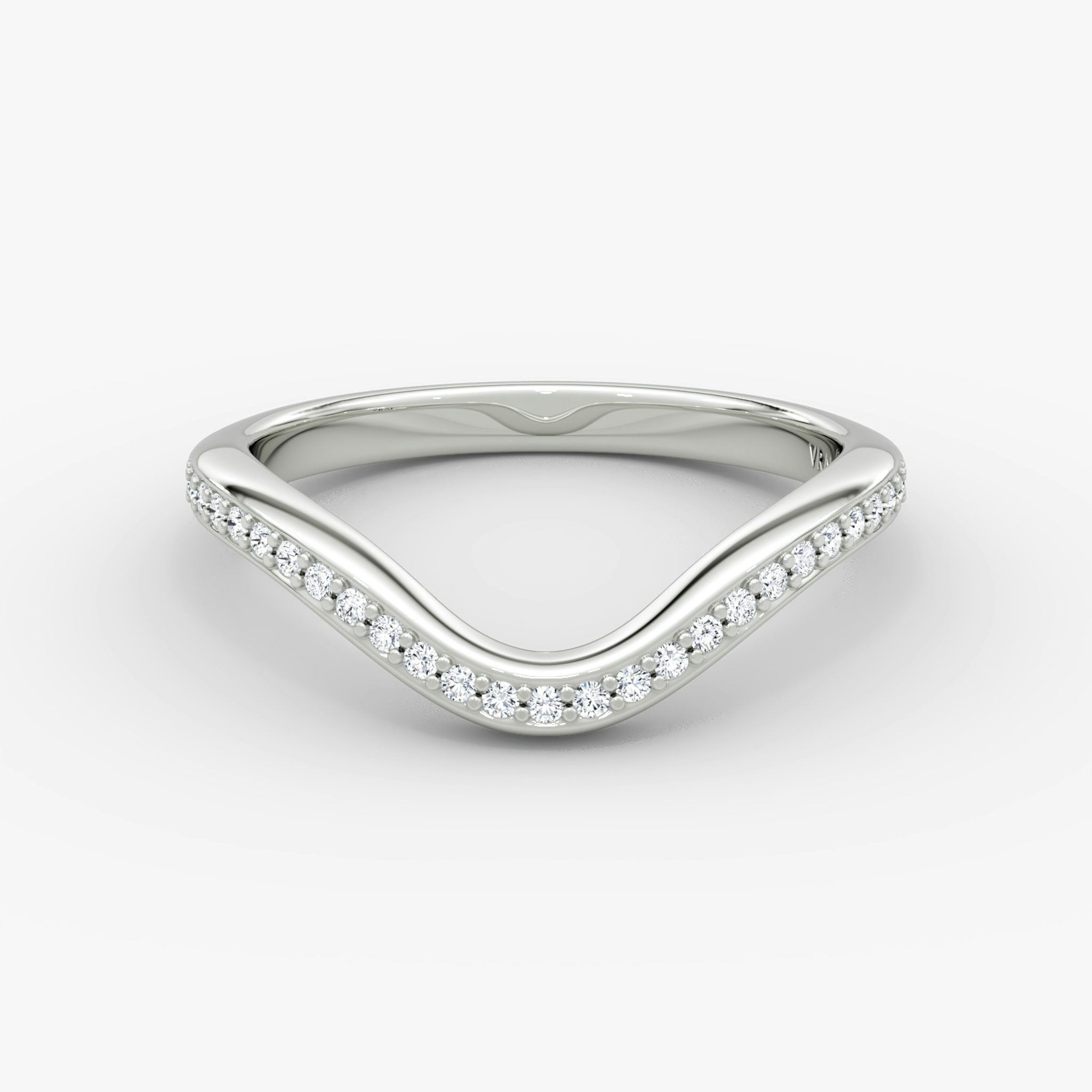 The Curve Band | 18k | White Gold | bandAccent: Pavé | bandStyle: half