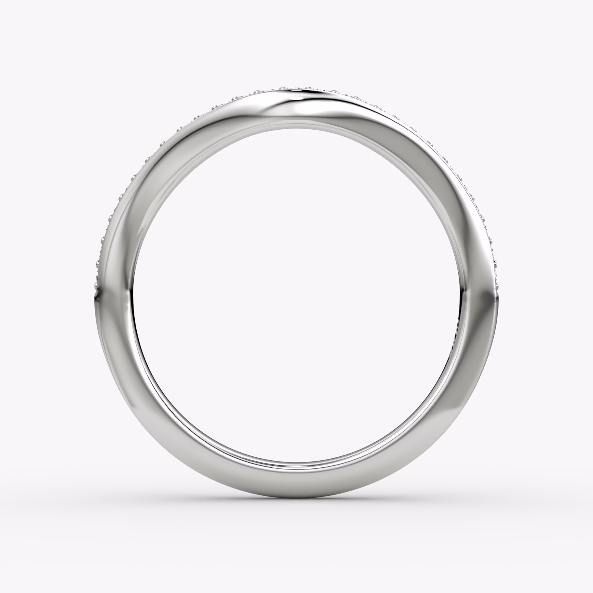 The Curve Band | 18k | White Gold | bandAccent: Pavé | bandStyle: half