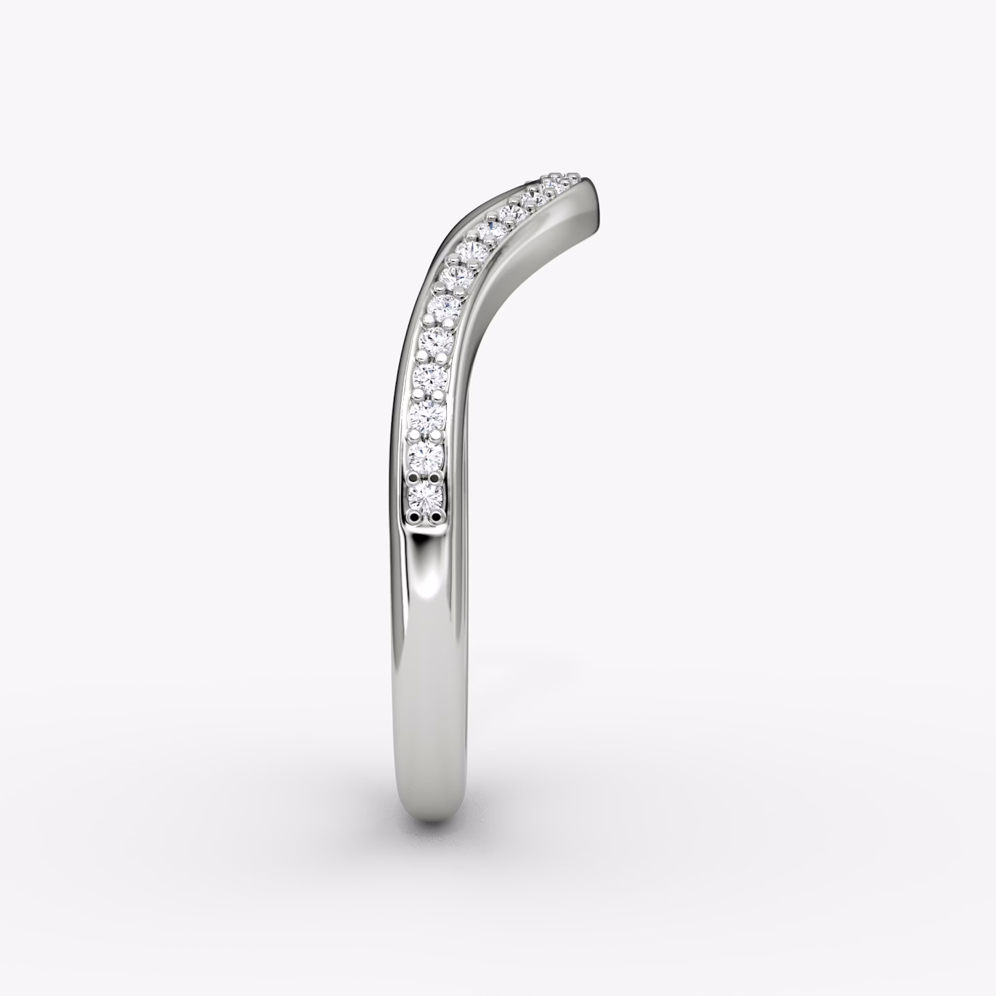 The Curve Band | 18k | White Gold | bandAccent: Pavé | bandStyle: half