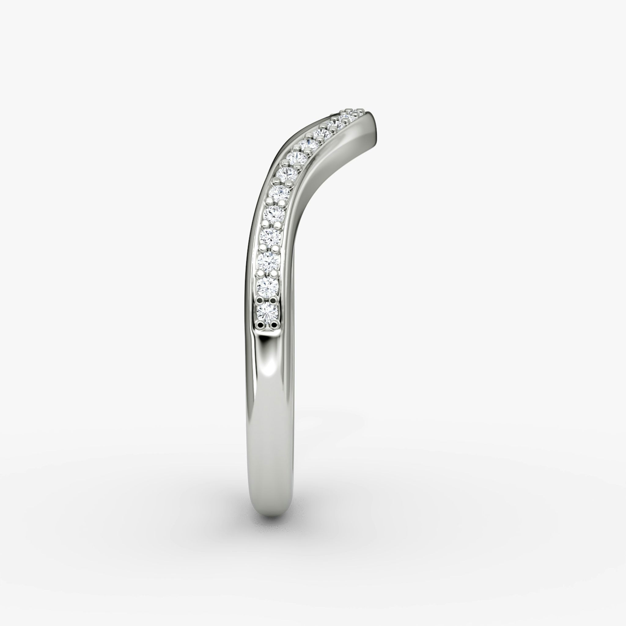 The Curve Band | 18k | White Gold | bandAccent: Pavé | bandStyle: half