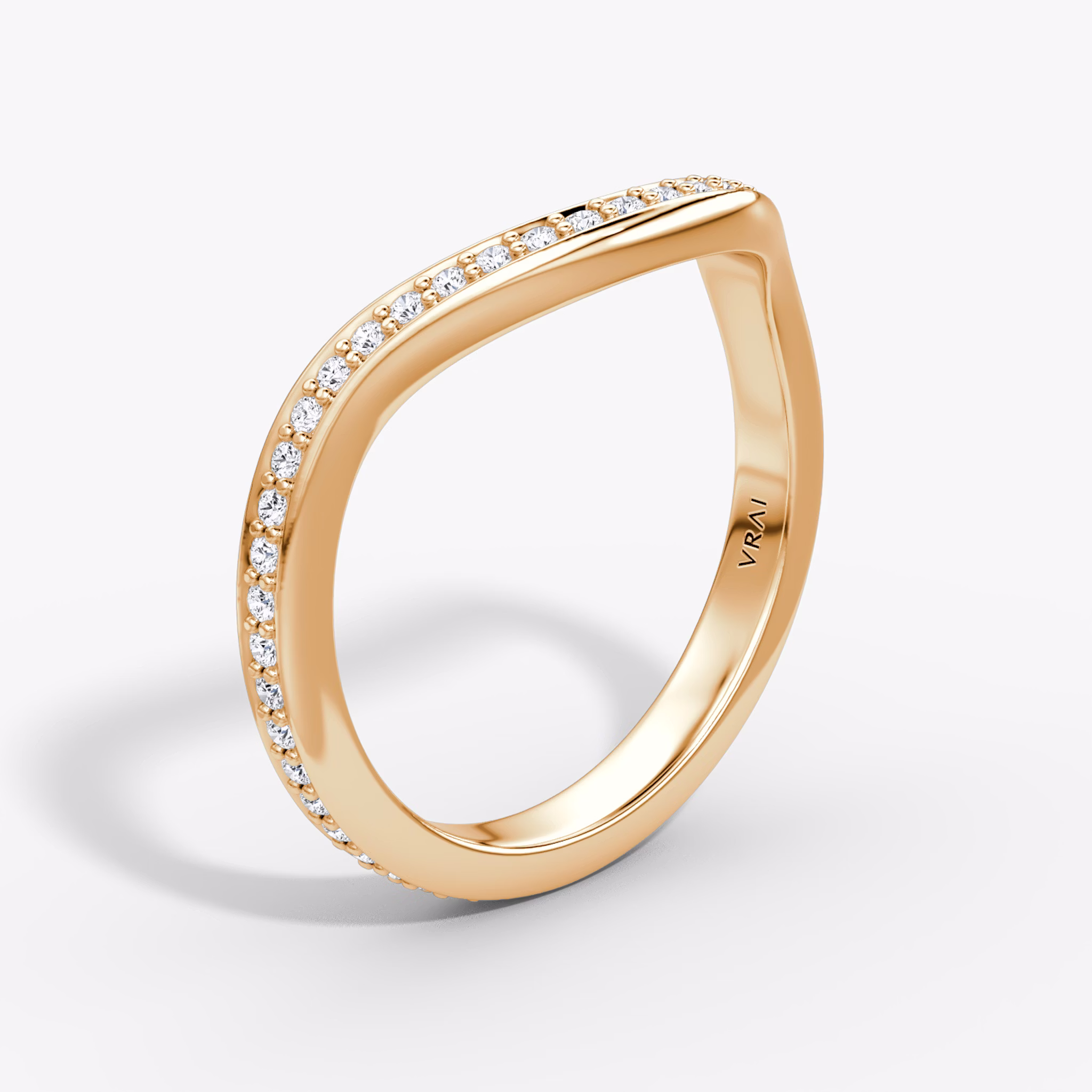 The Curve Band | 14k | Rose Gold | bandAccent: Pavé | bandStyle: full