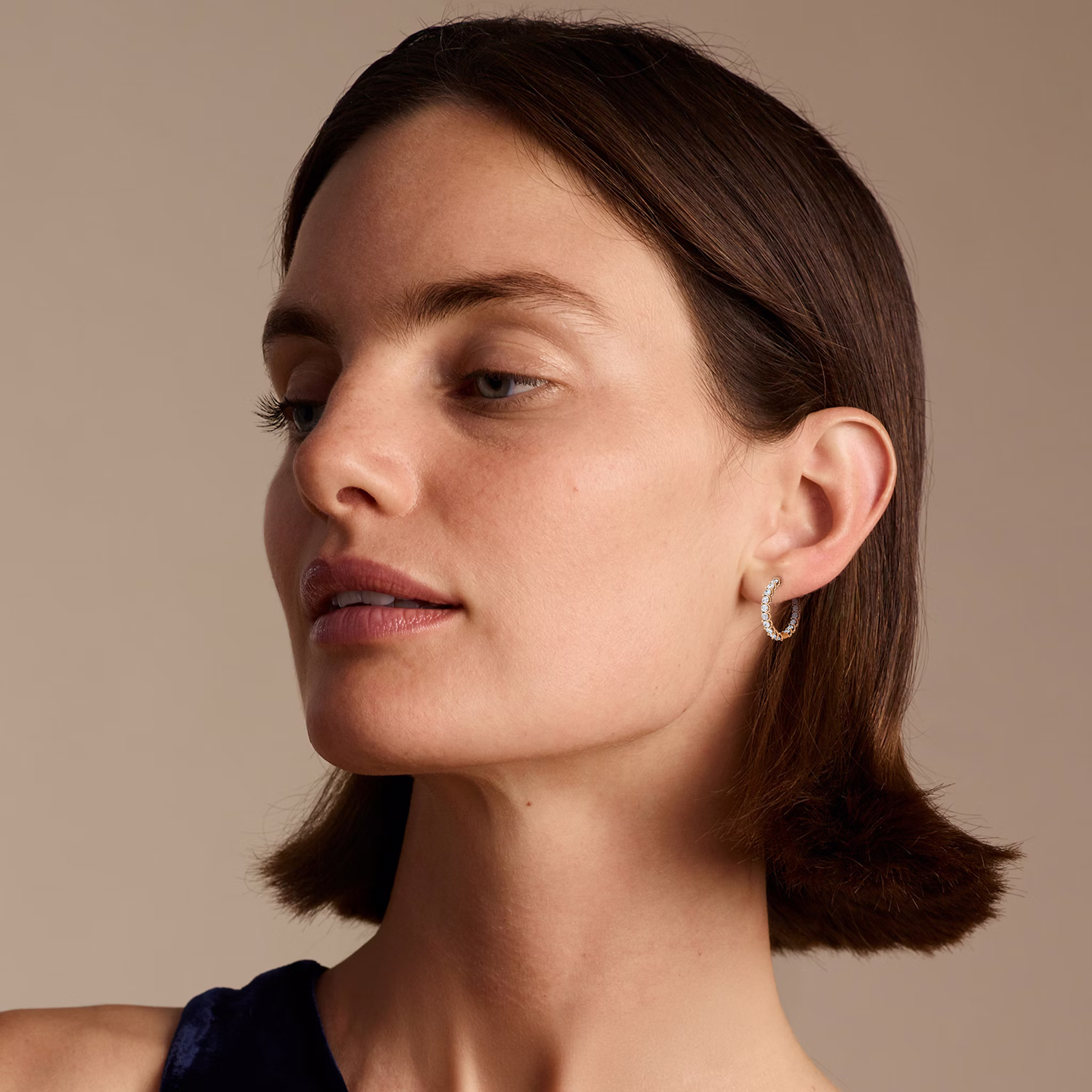 Eternity Hoop | Round Brilliant | 14k | Rose Gold | caratWeight: 1.7ct | eternityStyle: full | earringSize: 25mm