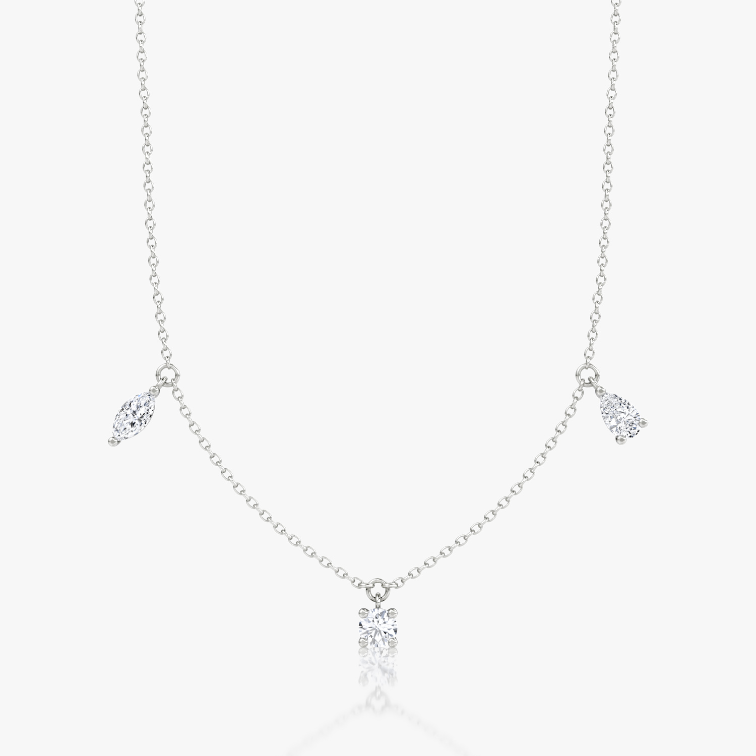 Floating Mixed Shape Necklace  | White Gold
