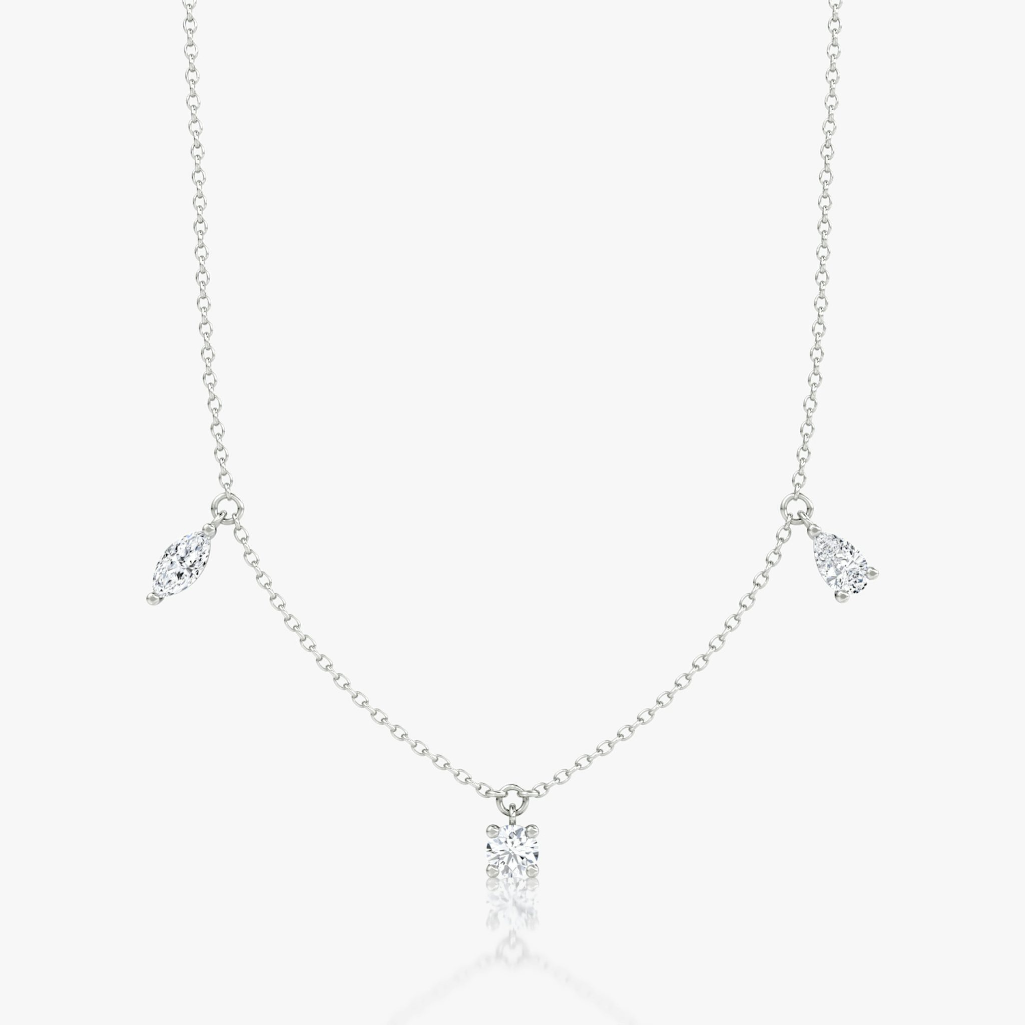 Floating Mixed Shape Necklace | 14k | White Gold | diamondCount: 3 | diamondSize: large | chainLength: 16-18