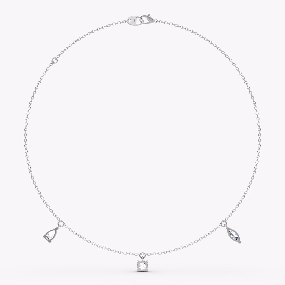 Floating Mixed Shape Halskette | 14k | Weißgold | diamondCount: 3 | diamondSize: large | chainLength: 16-18