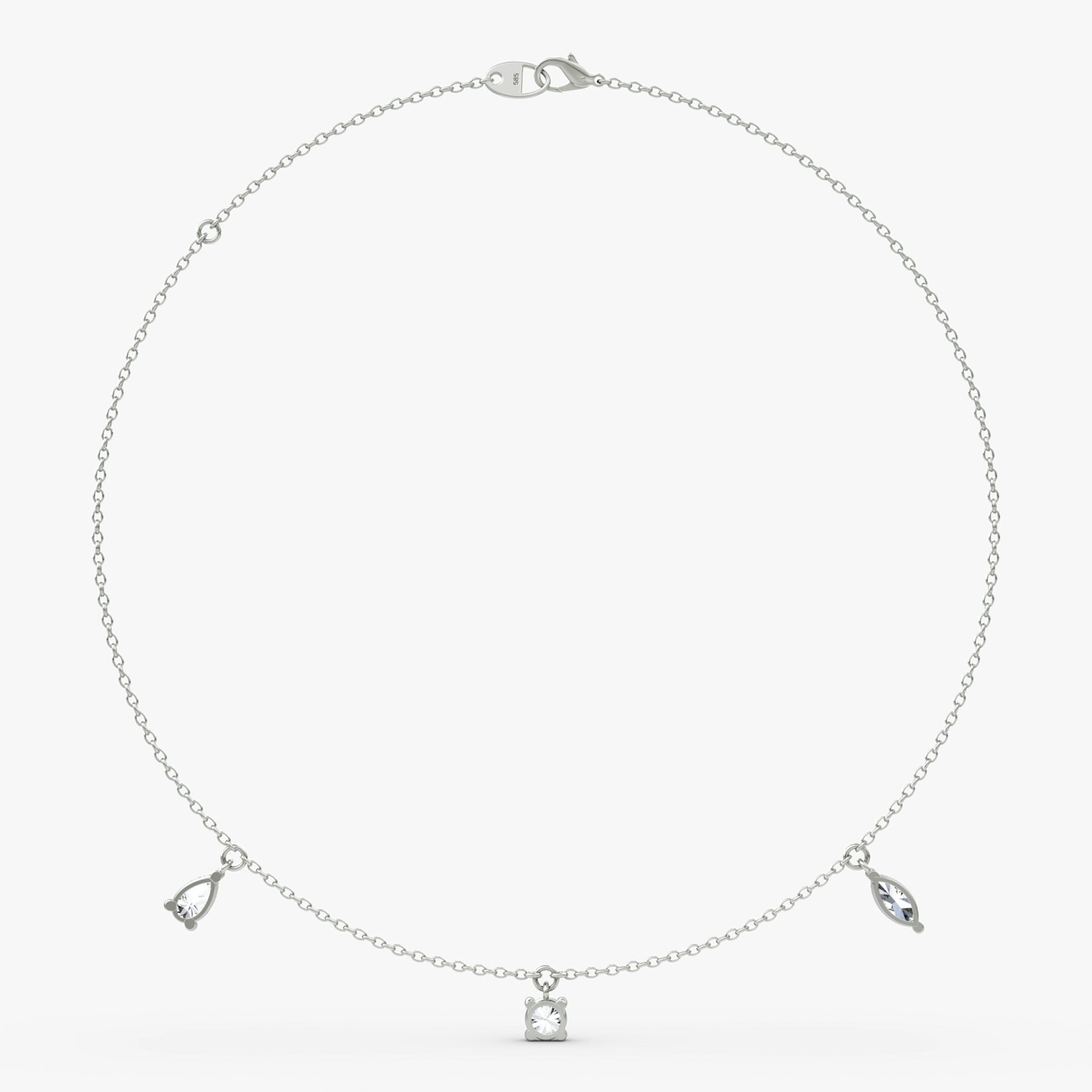 Floating Mixed Shape Necklace | 14k | White Gold | diamondCount: 3 | diamondSize: large | chainLength: 16-18