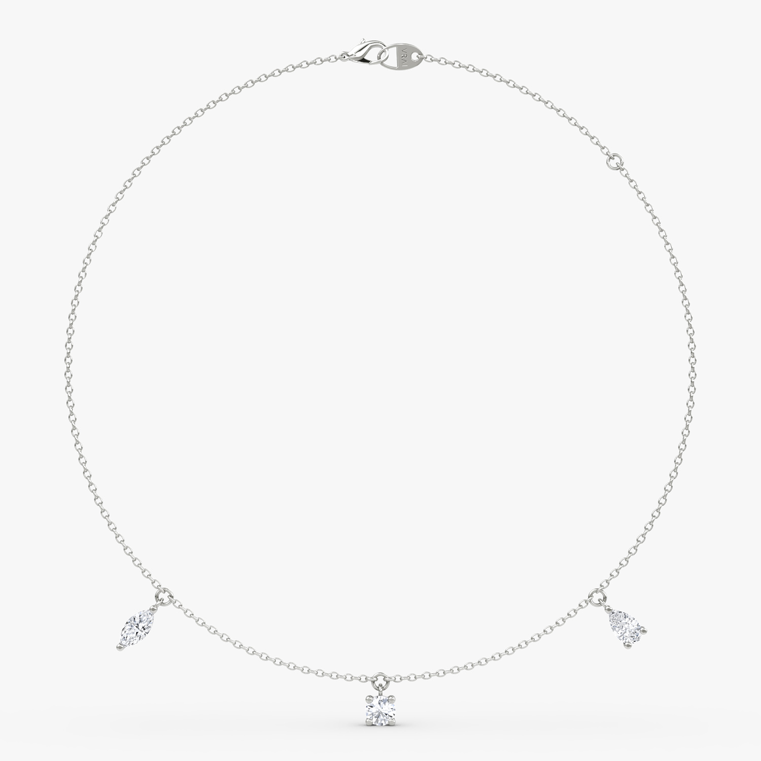 Floating Mixed Shape Necklace | 14k | White Gold | diamondCount: 3 | diamondSize: large | chainLength: 16-18