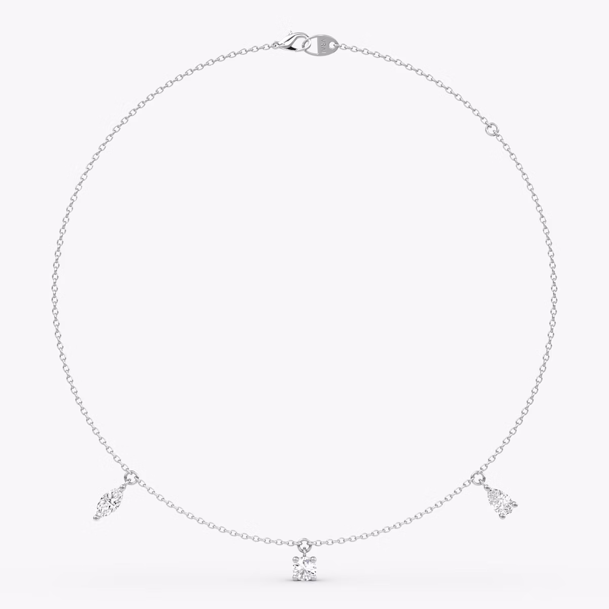 Floating Mixed Shape Halskette | 14k | Weißgold | diamondCount: 3 | diamondSize: large | chainLength: 16-18