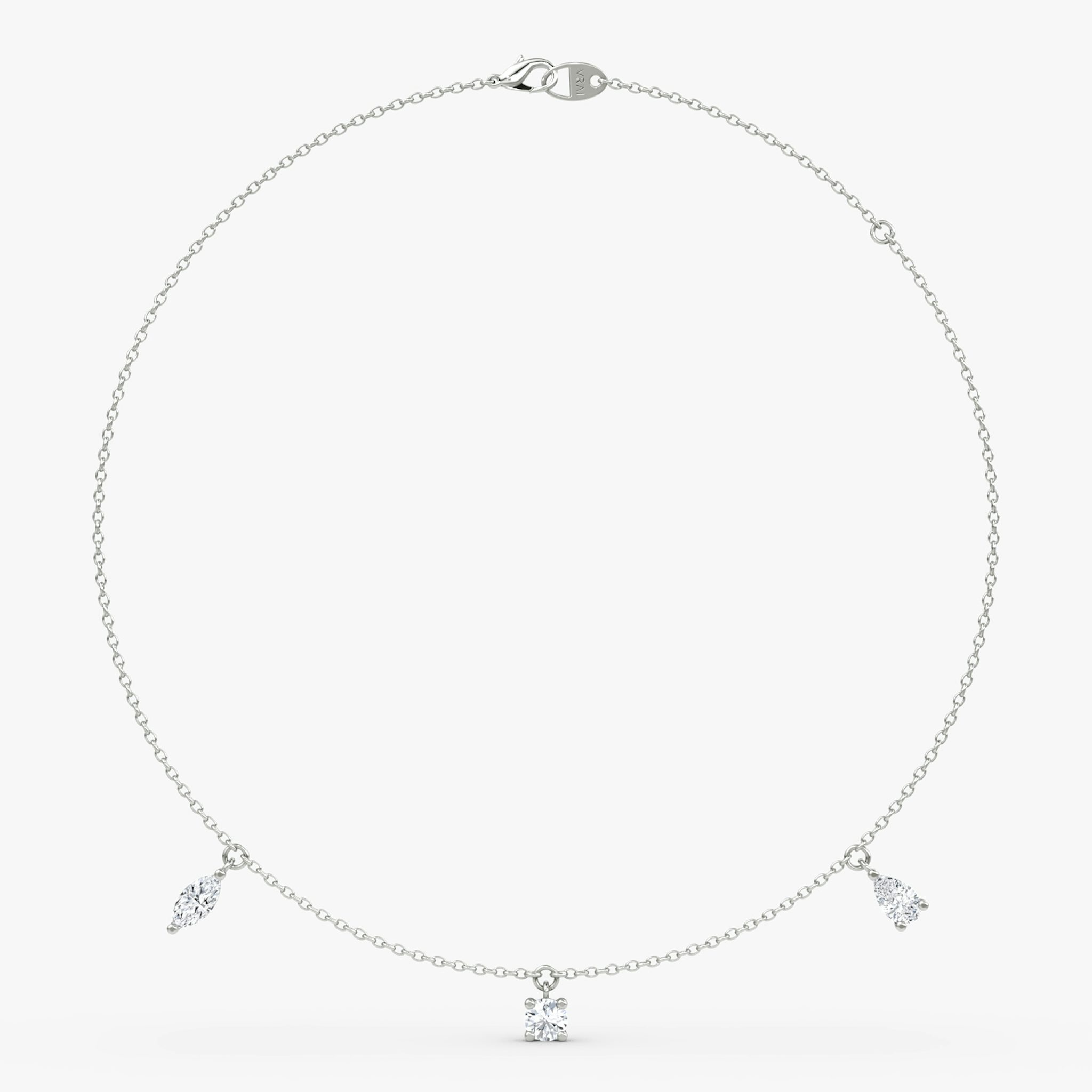 Floating Mixed Shape Necklace | 14k | White Gold | diamondCount: 3 | diamondSize: large | chainLength: 16-18