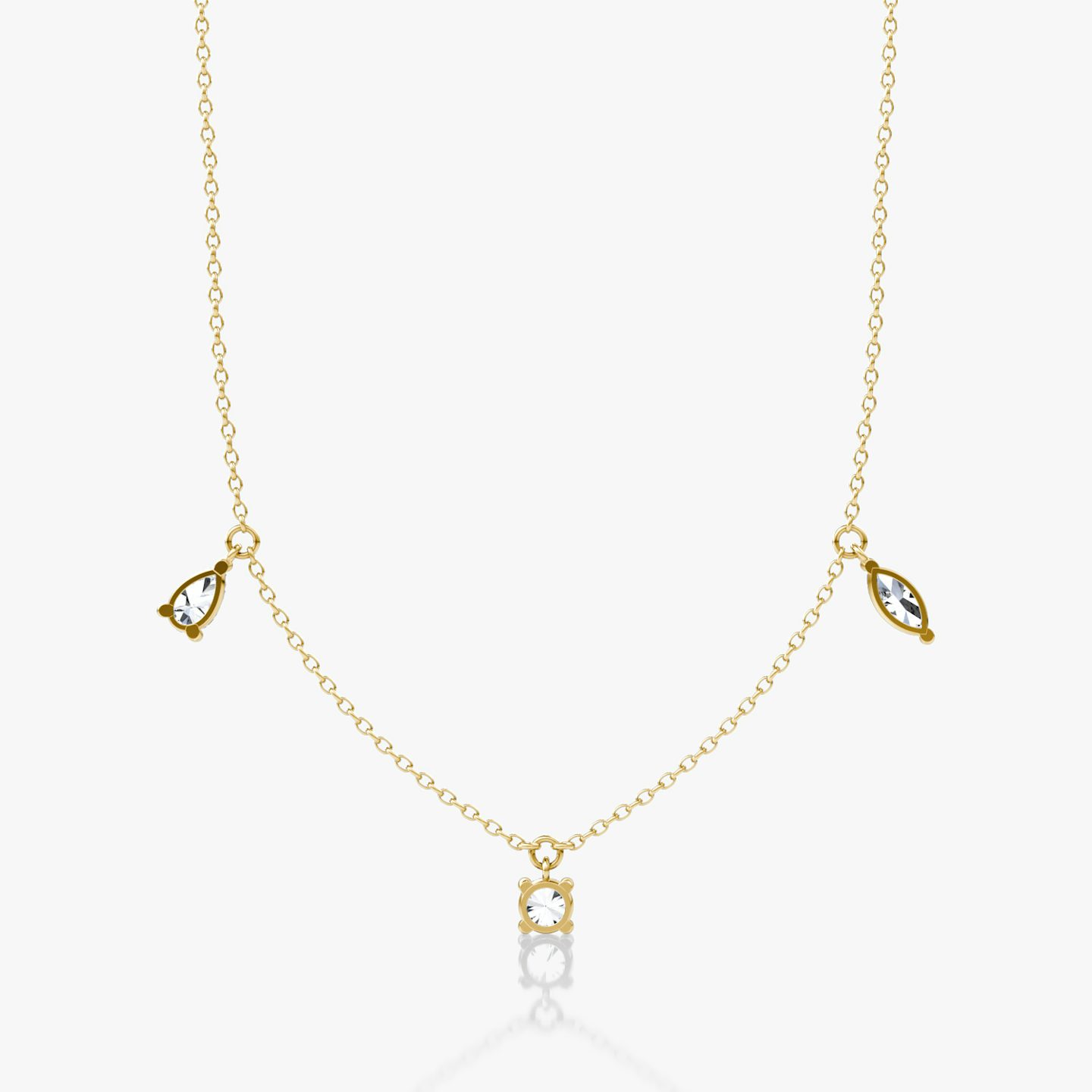 Floating Mixed Shape Necklace | 14k | Yellow Gold | diamondCount: 3 | diamondSize: large | chainLength: 16-18