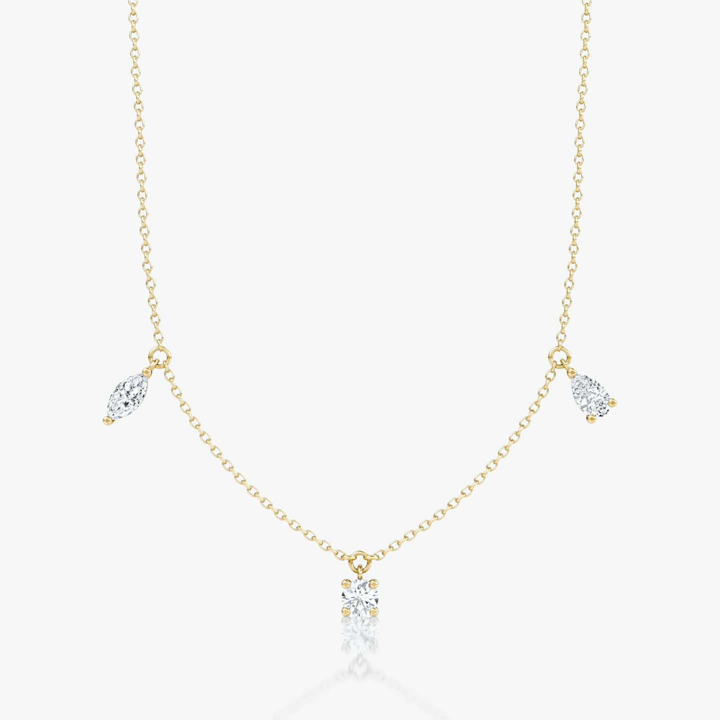 Floating Mixed Shape Necklace | 14k | Yellow Gold | diamondCount: 3 | diamondSize: large | chainLength: 16-18