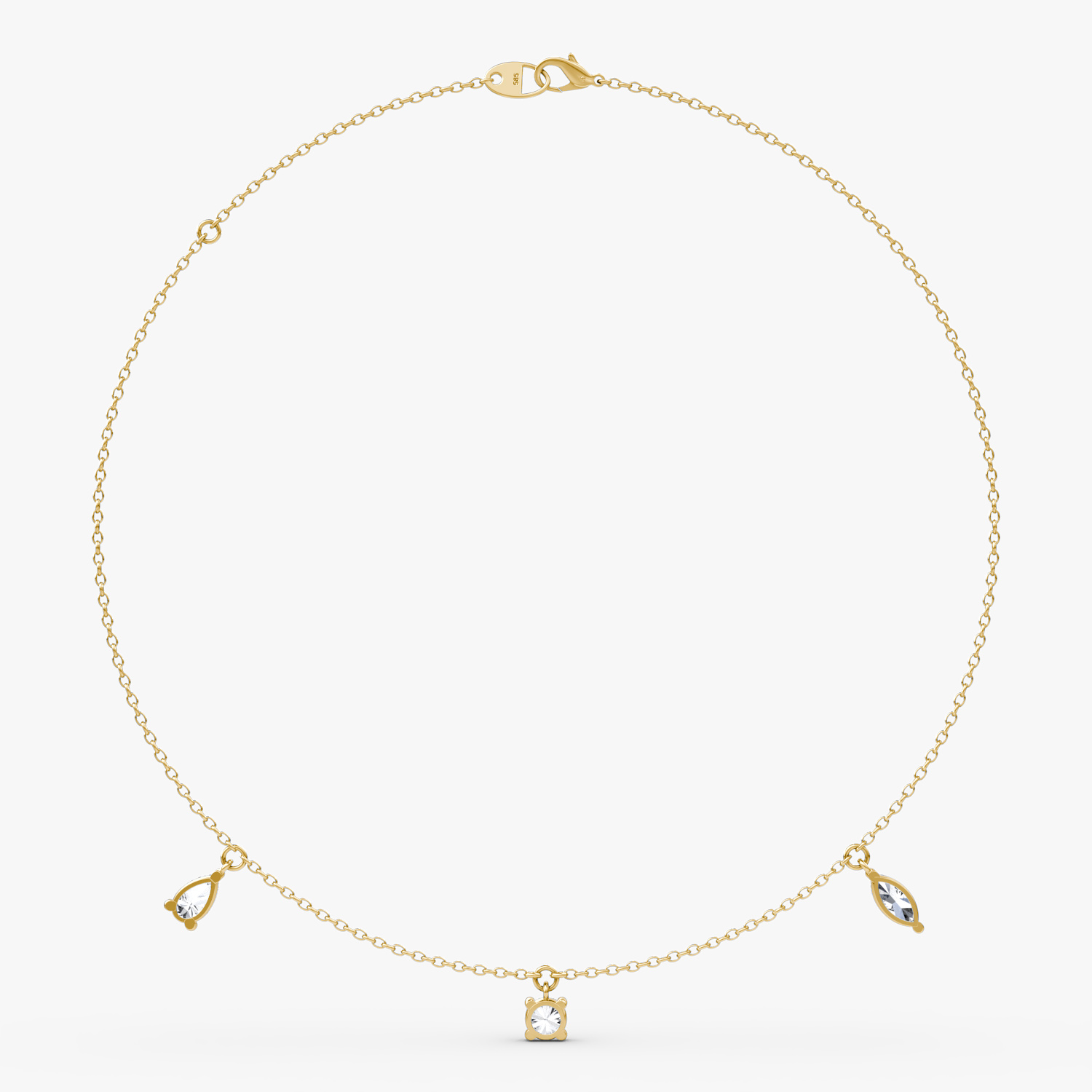 Floating Mixed Shape Necklace | 14k | Yellow Gold | diamondCount: 3 | diamondSize: large | chainLength: 16-18