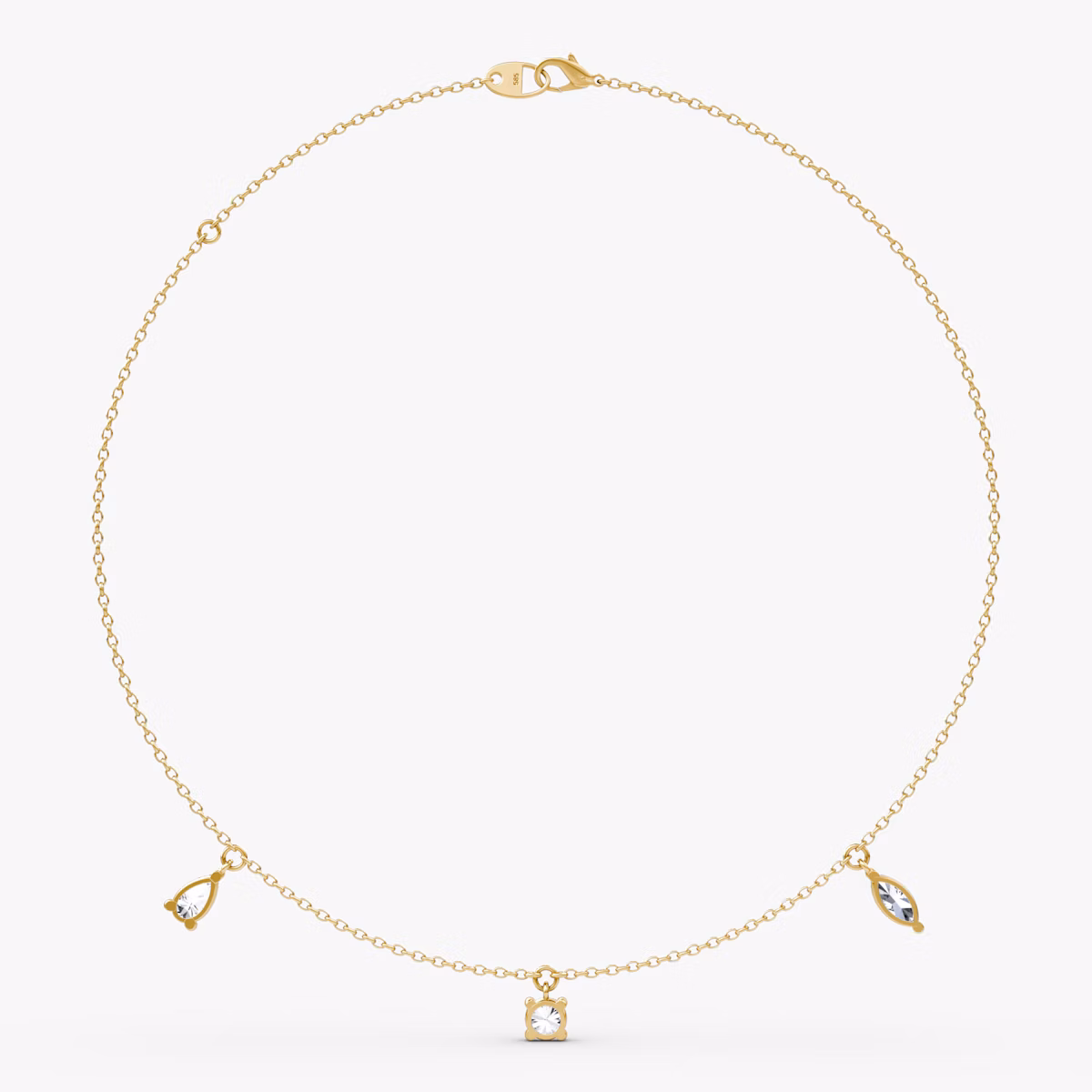 Floating Mixed Shape Necklace | 14k | Yellow Gold | diamondCount: 3 | diamondSize: large | chainLength: 16-18