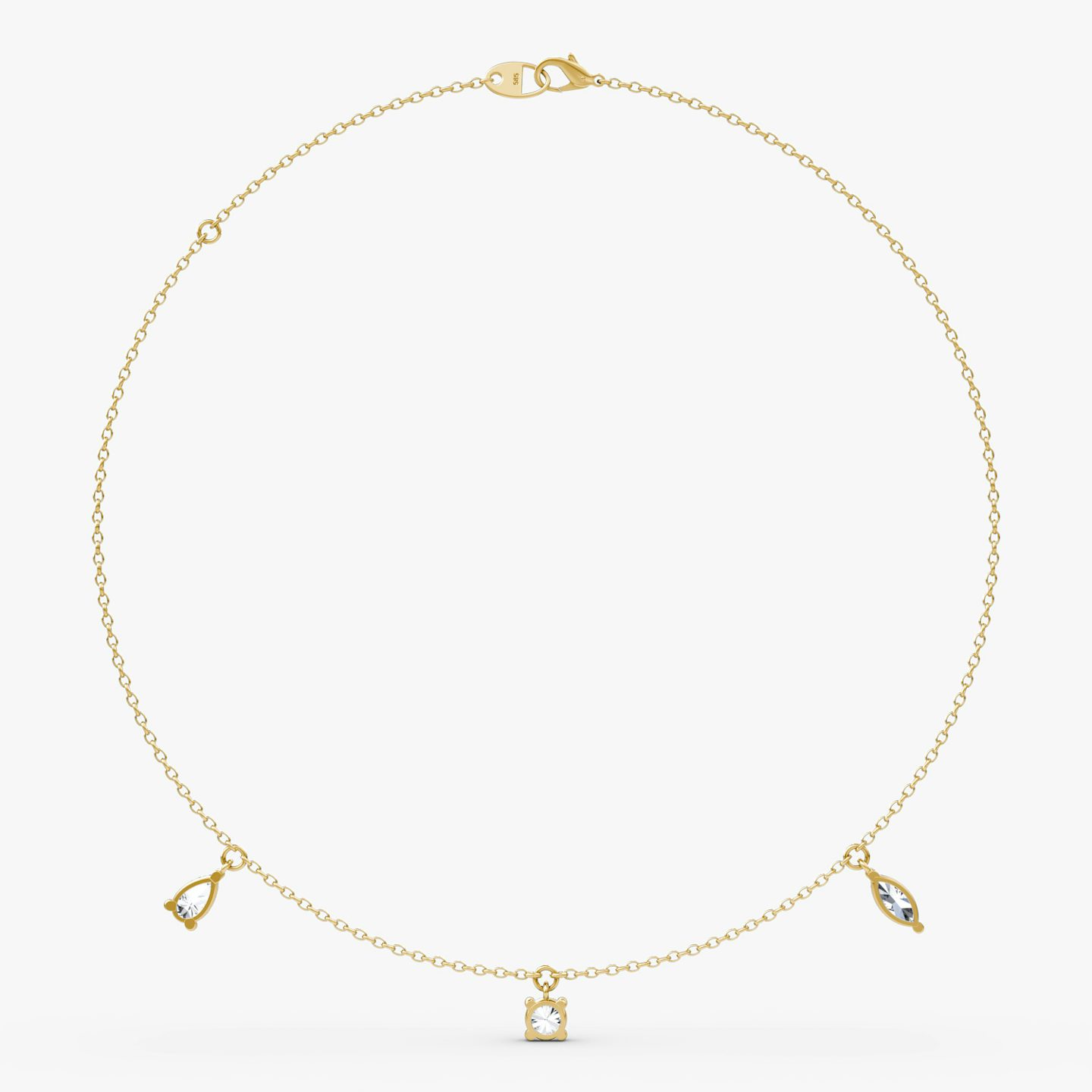 Floating Mixed Shape Necklace | 14k | Yellow Gold | diamondCount: 3 | diamondSize: large | chainLength: 16-18
