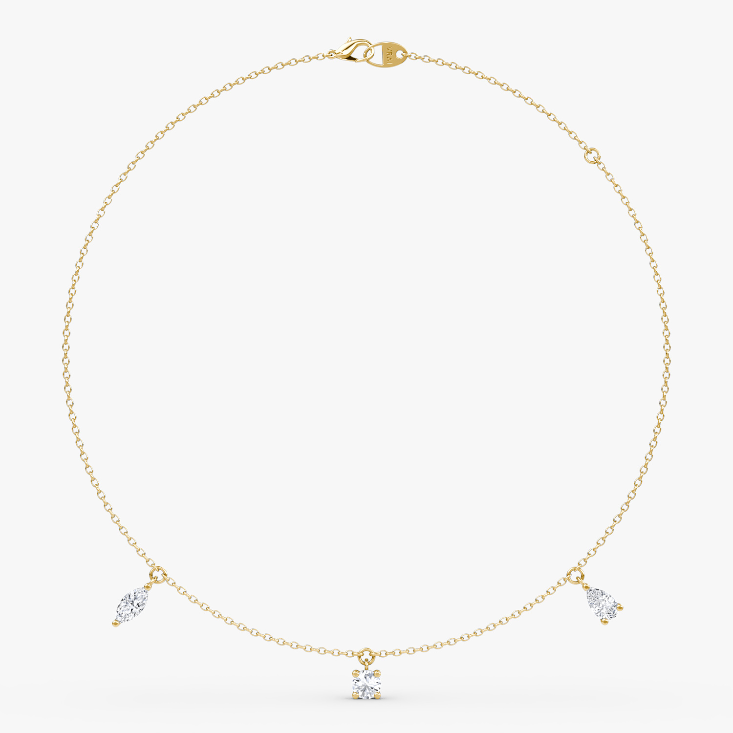 Floating Mixed Shape Necklace | 14k | Yellow Gold | diamondCount: 3 | diamondSize: large | chainLength: 16-18