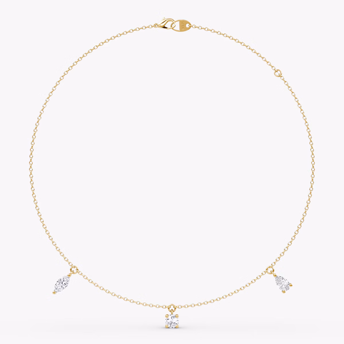 Floating Mixed Shape Necklace | 14k | Yellow Gold | diamondCount: 3 | diamondSize: large | chainLength: 16-18