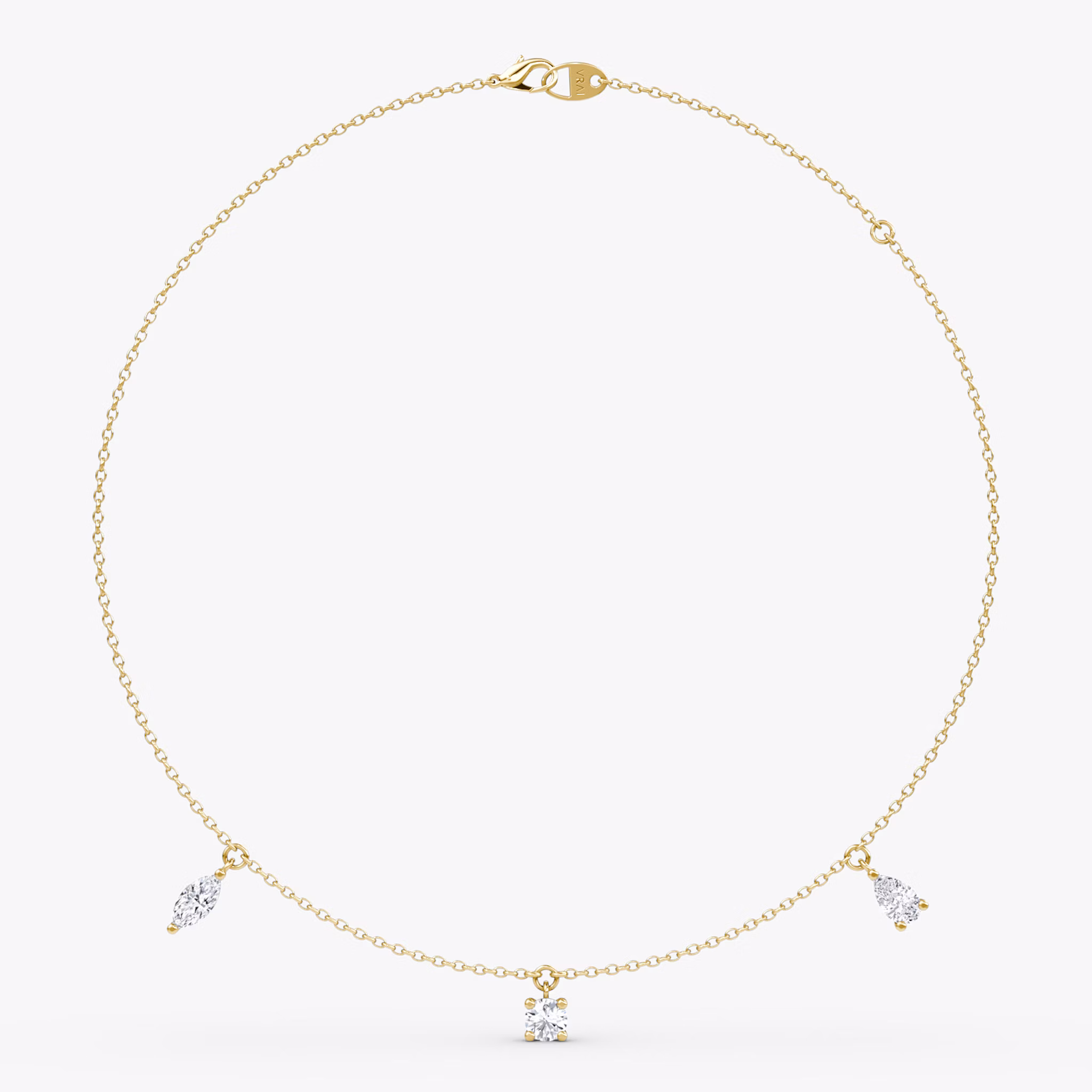 Floating Mixed Shape Necklace | 14k | Yellow Gold | diamondCount: 3 | diamondSize: large | chainLength: 16-18