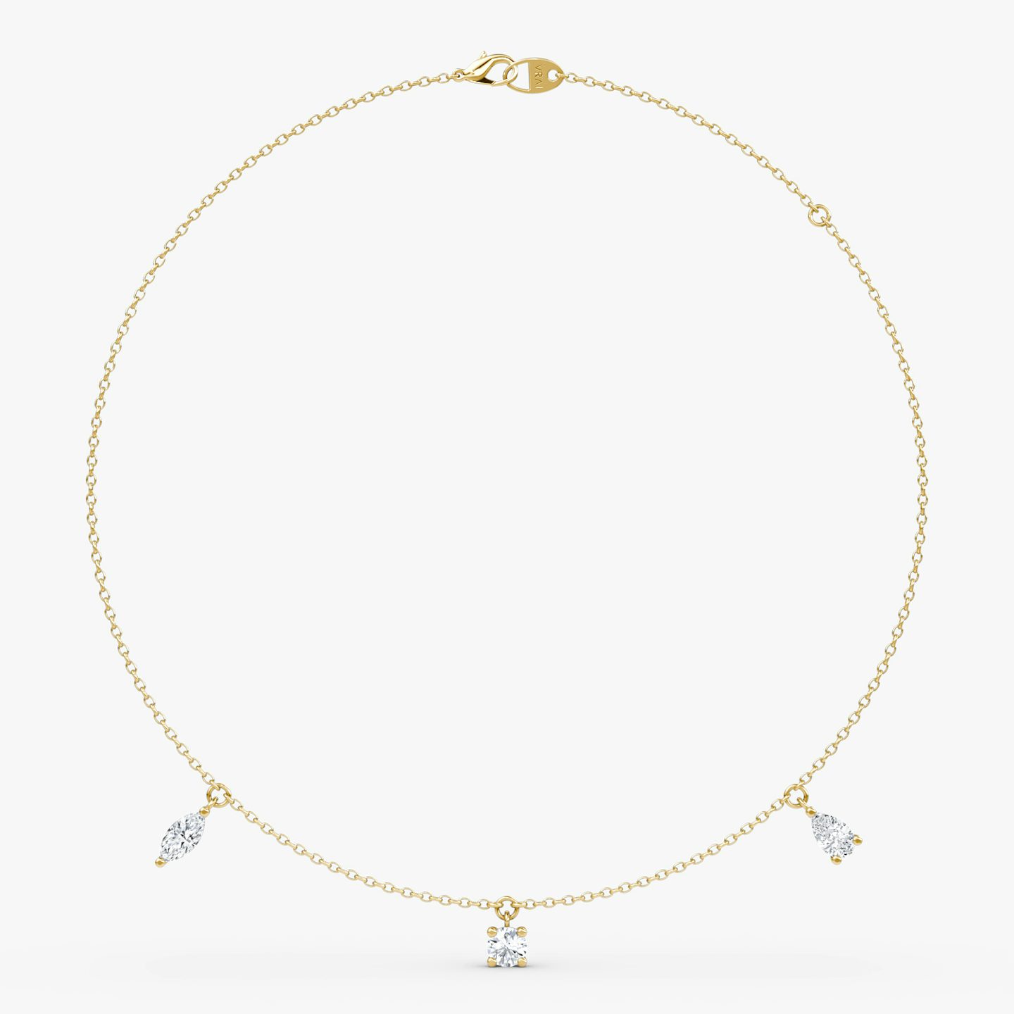 Floating Mixed Shape Necklace | 14k | Yellow Gold | diamondCount: 3 | diamondSize: large | chainLength: 16-18