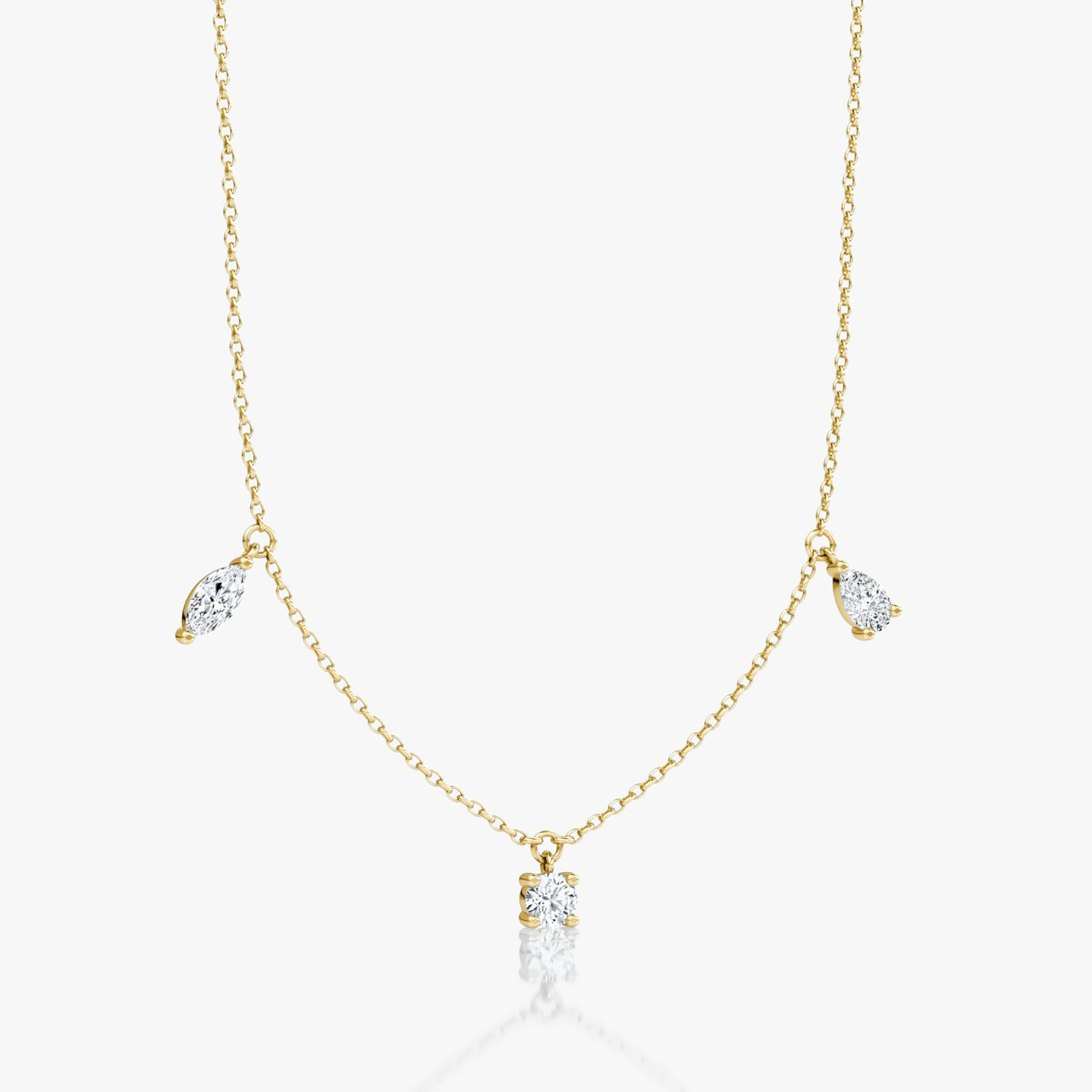 Floating Mixed Shape Necklace | 14k | Yellow Gold | diamondCount: 3 | diamondSize: large | chainLength: 16-18