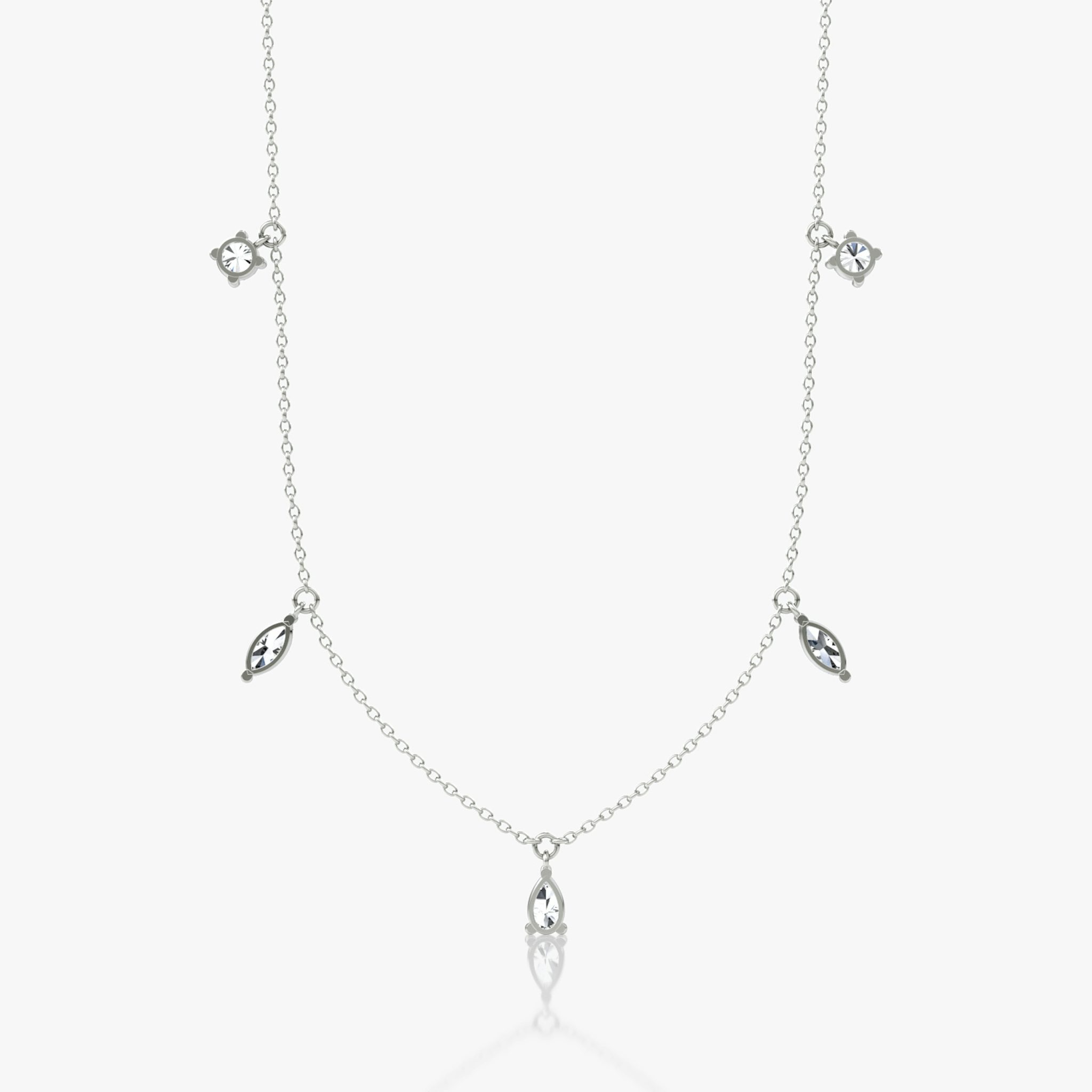 Floating Mixed Shape Necklace | 14k | White Gold | diamondCount: 5 | diamondSize: large | chainLength: 16-18
