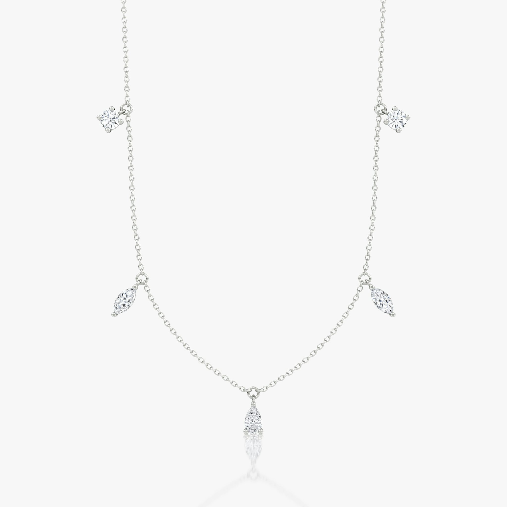 Floating Mixed Shape Necklace | 14k | White Gold | diamondCount: 5 | diamondSize: large | chainLength: 16-18