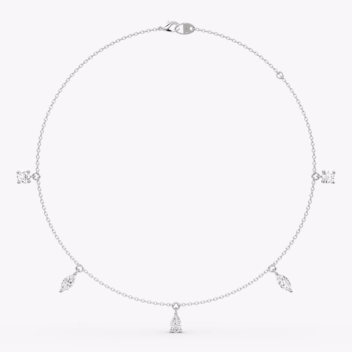 Floating Mixed Shape Halskette | 14k | Weißgold | diamondCount: 5 | diamondSize: large | chainLength: 16-18