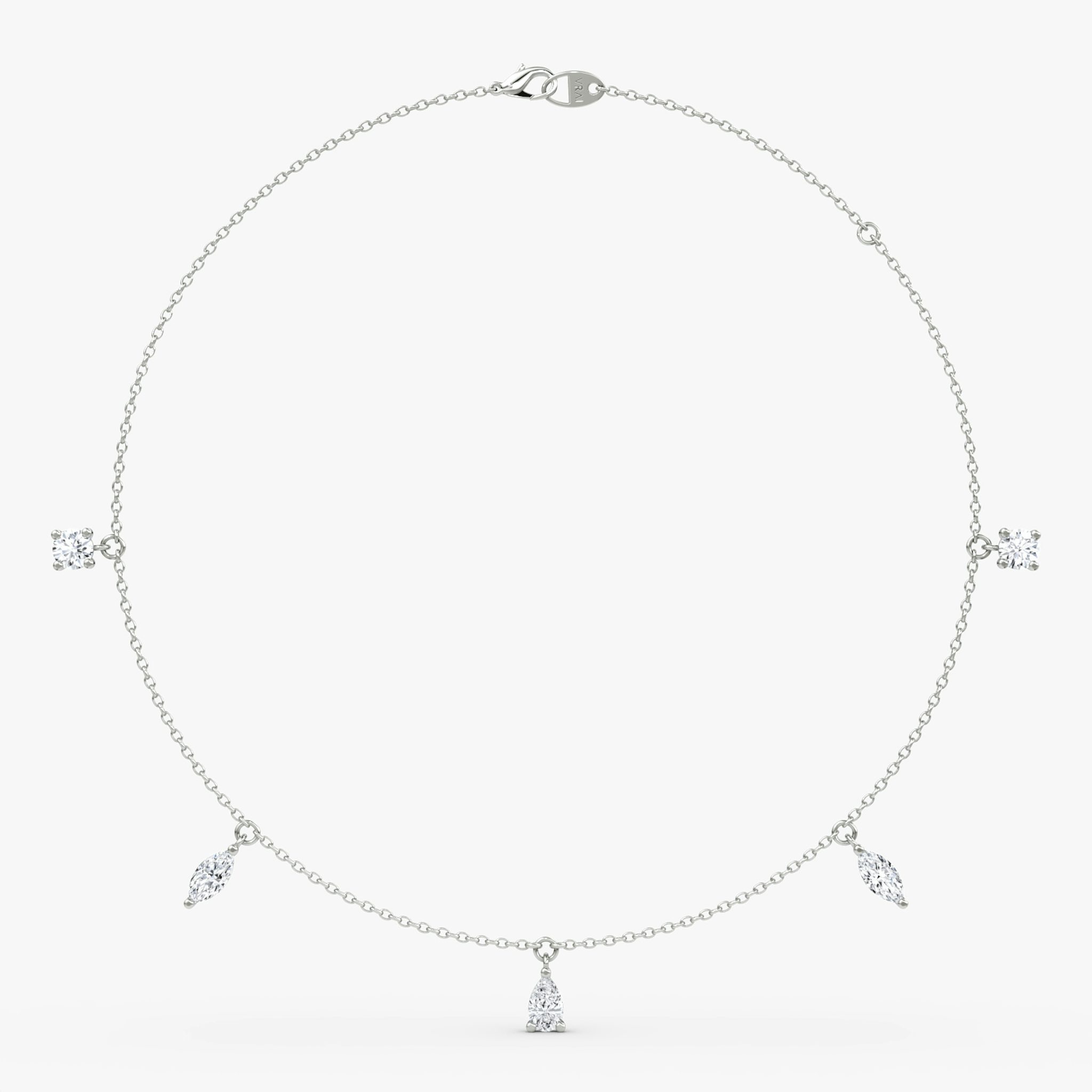 Floating Mixed Shape Necklace | 14k | White Gold | diamondCount: 5 | diamondSize: large | chainLength: 16-18