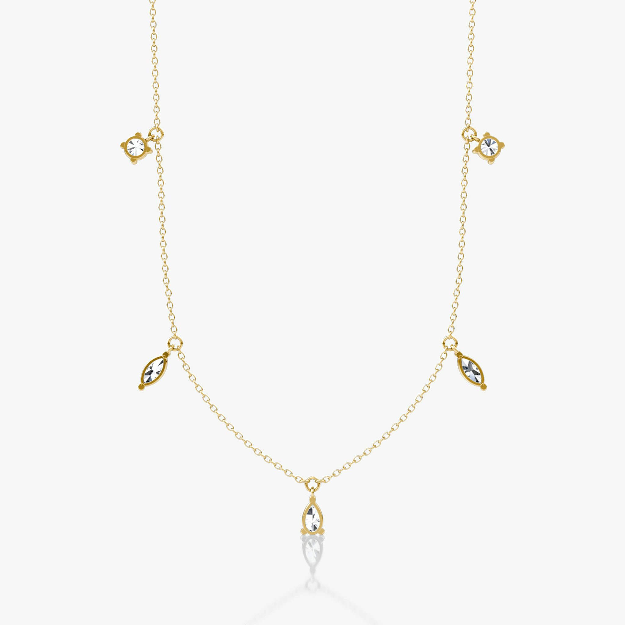 Floating Mixed Shape Necklace | 14k | Yellow Gold | diamondCount: 5 | diamondSize: large | chainLength: 16-18