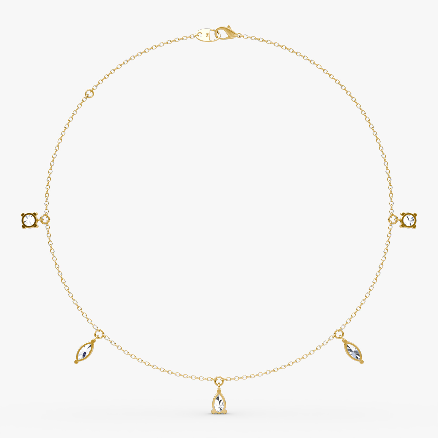 Floating Mixed Shape Necklace | 14k | Yellow Gold | diamondCount: 5 | diamondSize: large | chainLength: 16-18