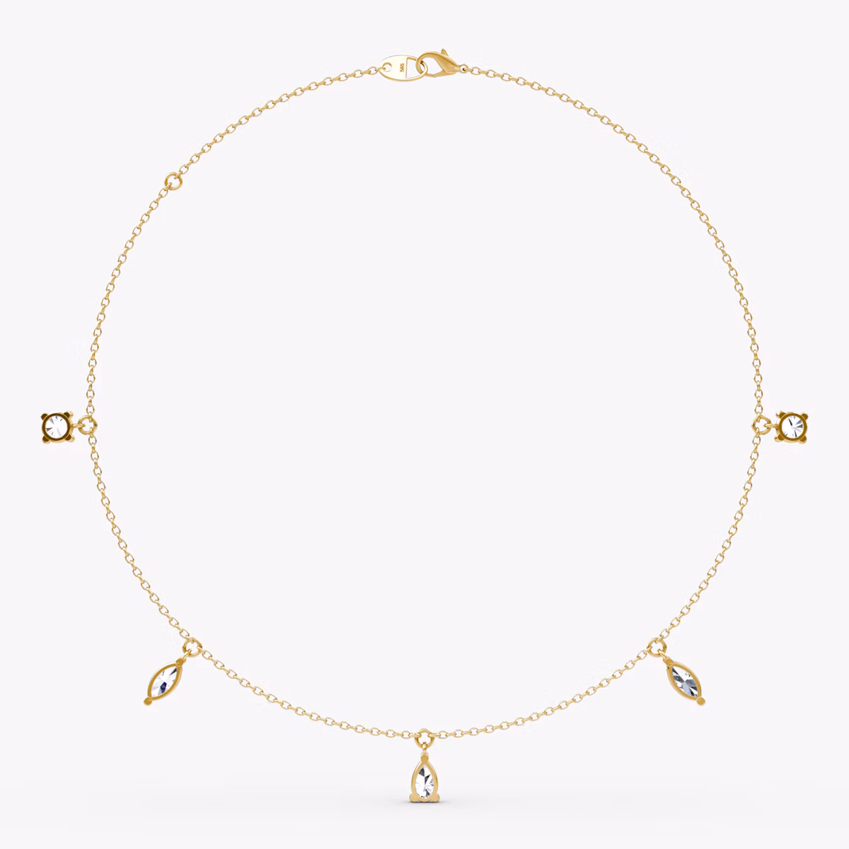 Floating Mixed Shape Halskette | 14k | Gelbgold | diamondCount: 5 | diamondSize: large | chainLength: 16-18