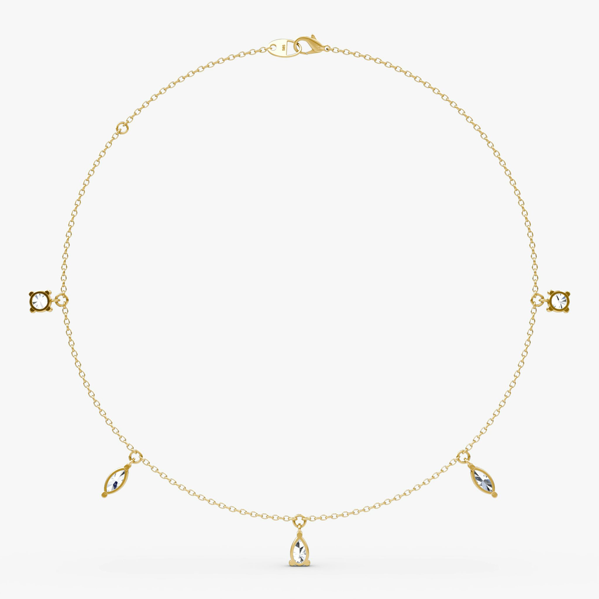 Floating Mixed Shape Necklace | 14k | Yellow Gold | diamondCount: 5 | diamondSize: large | chainLength: 16-18
